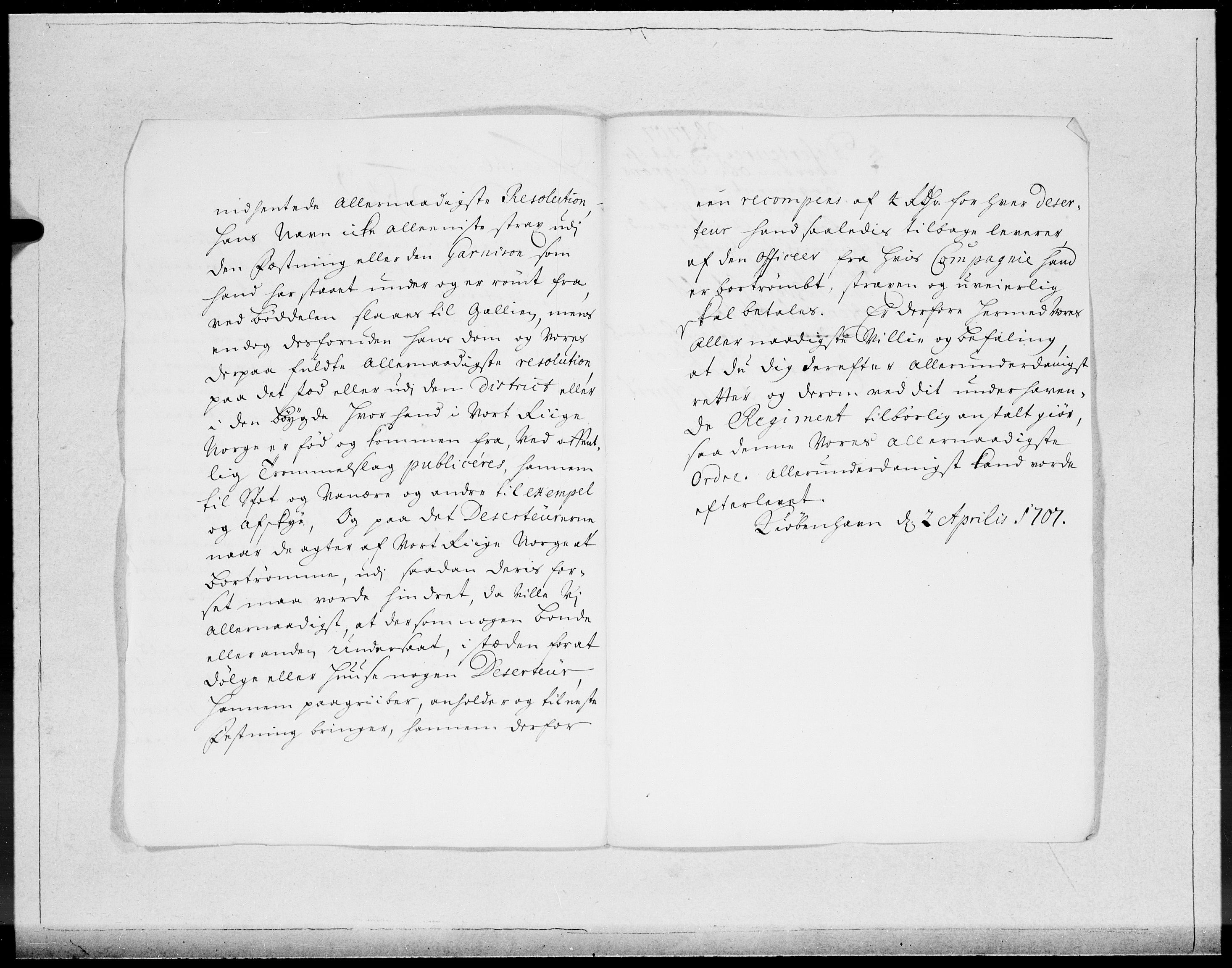 Danske Kanselli 1572-1799, AV/RA-EA-3023/F/Fc/Fcc/Fcca/L0062: Norske innlegg 1572-1799, 1707, p. 6
