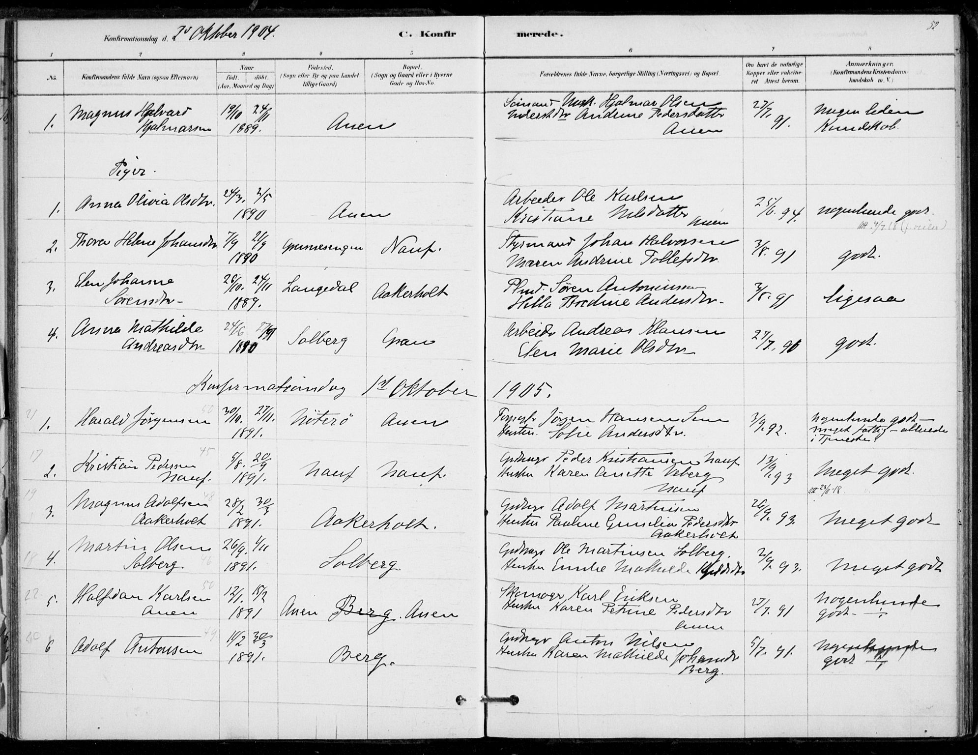 Hof kirkebøker, SAKO/A-64/F/Fb/L0001: Parish register (official) no. II 1, 1878-1907, p. 52