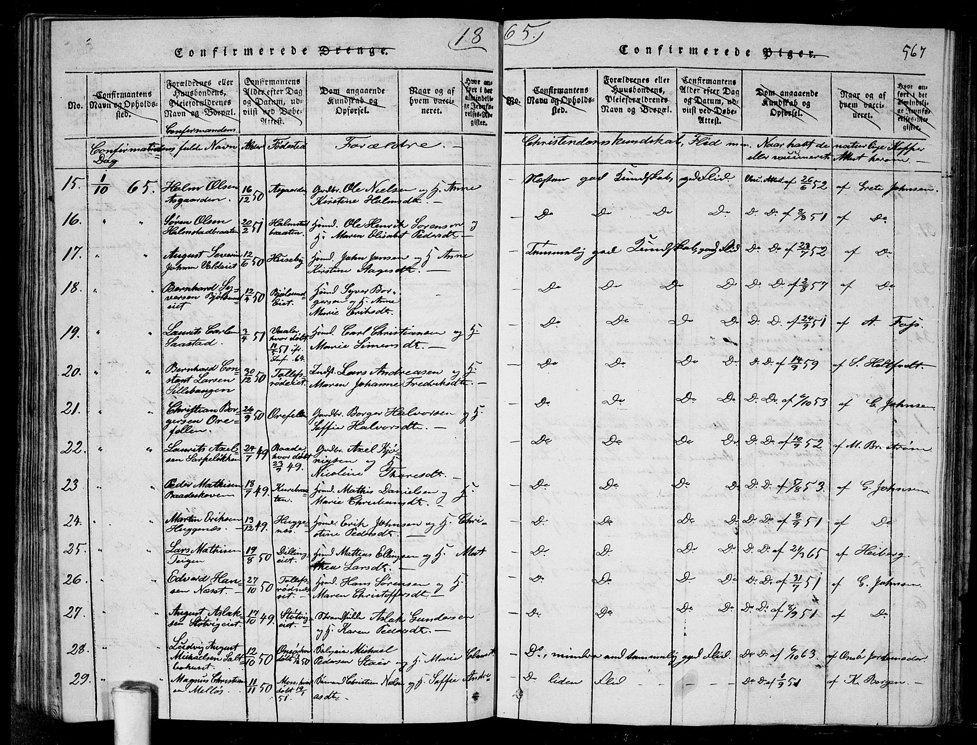 Rygge prestekontor Kirkebøker, SAO/A-10084b/G/Ga/L0001: Parish register (copy) no. 1, 1814-1871, p. 566-567