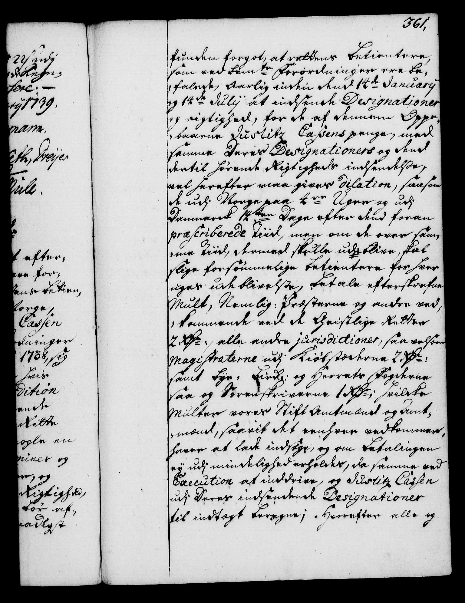 Rentekammeret, Kammerkanselliet, RA/EA-3111/G/Gg/Gga/L0004: Norsk ekspedisjonsprotokoll med register (merket RK 53.4), 1734-1741, p. 361