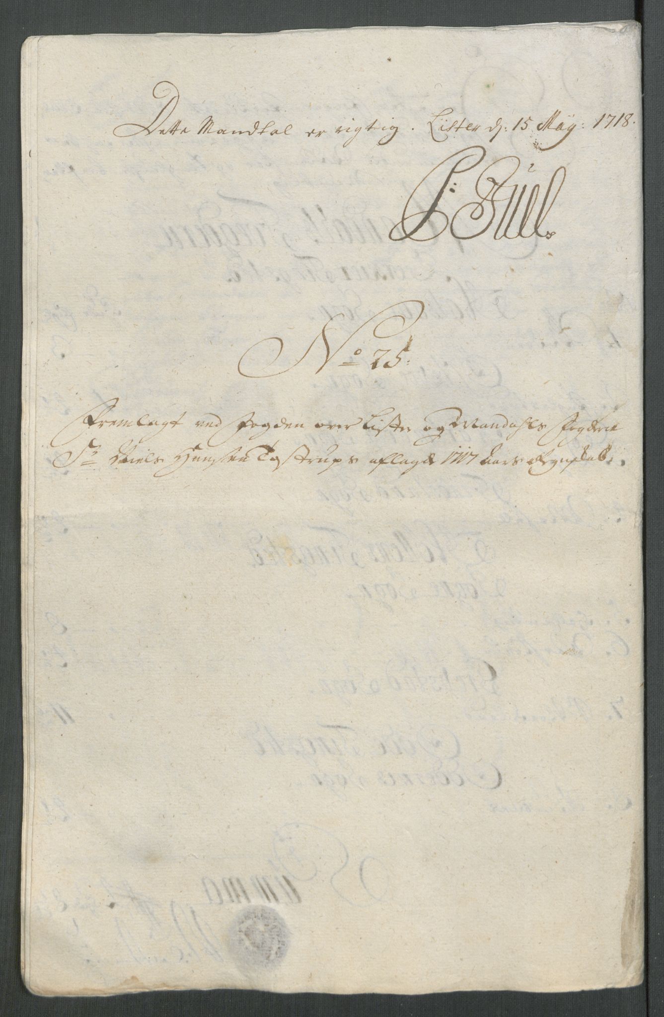 Rentekammeret inntil 1814, Reviderte regnskaper, Fogderegnskap, RA/EA-4092/R43/L2561: Fogderegnskap Lista og Mandal, 1717, p. 269