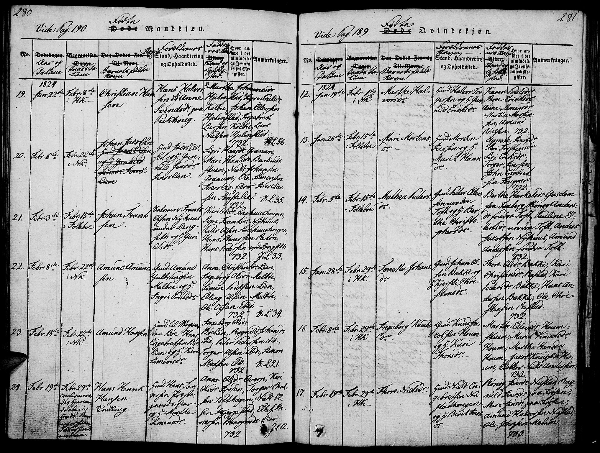 Gausdal prestekontor, AV/SAH-PREST-090/H/Ha/Haa/L0005: Parish register (official) no. 5, 1817-1829, p. 280-281