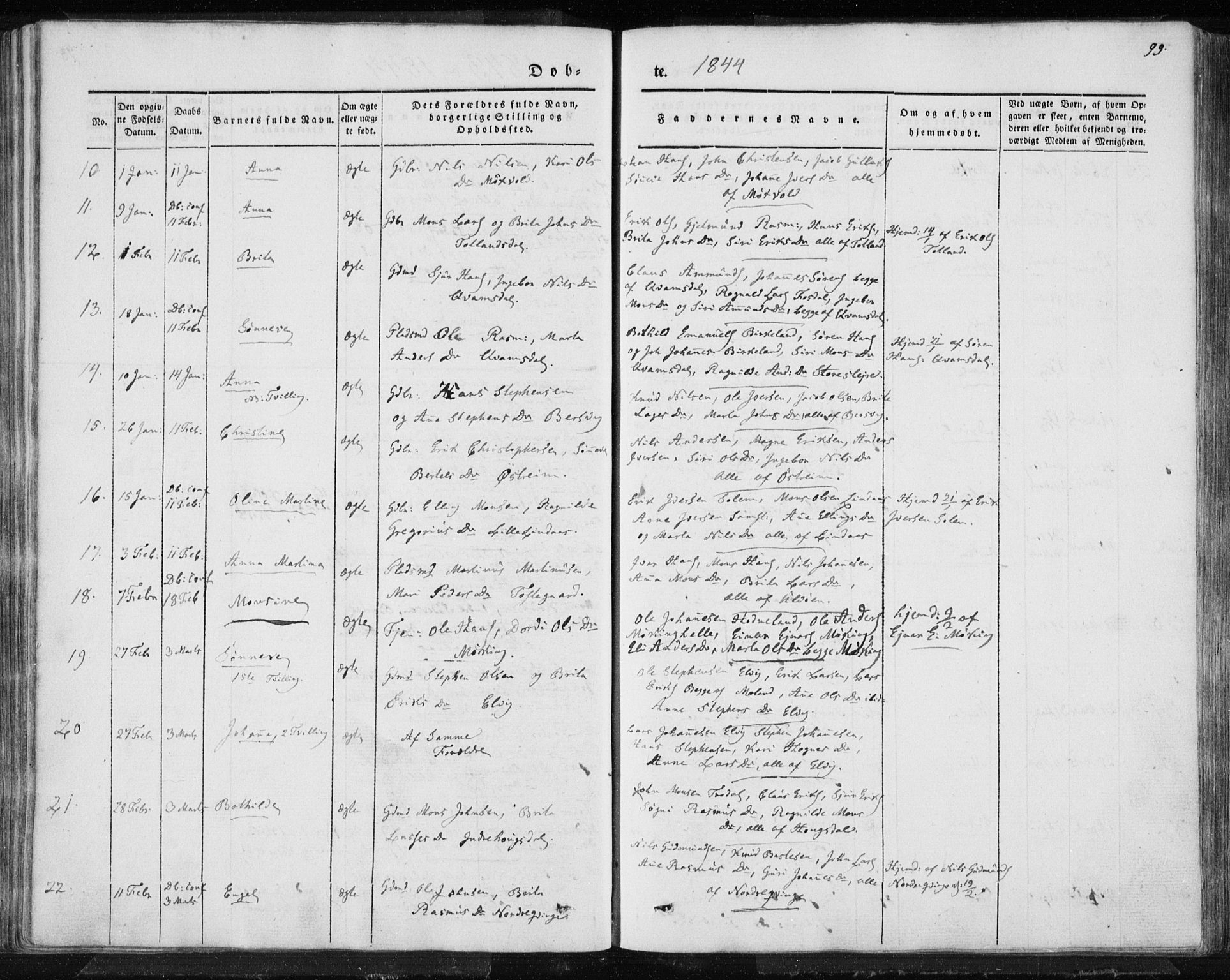 Lindås Sokneprestembete, AV/SAB-A-76701/H/Haa/Haaa/L0010: Parish register (official) no. A 10, 1842-1862, p. 99