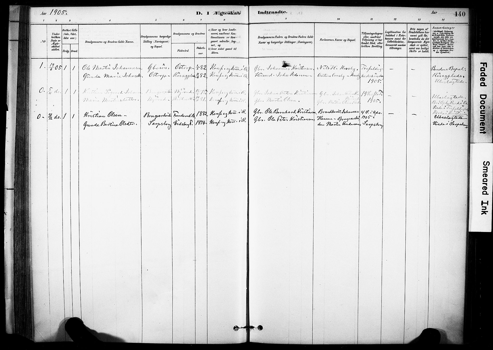 Rakkestad prestekontor Kirkebøker, AV/SAO-A-2008/F/Fc/L0001: Parish register (official) no. III 1, 1878-1905, p. 140