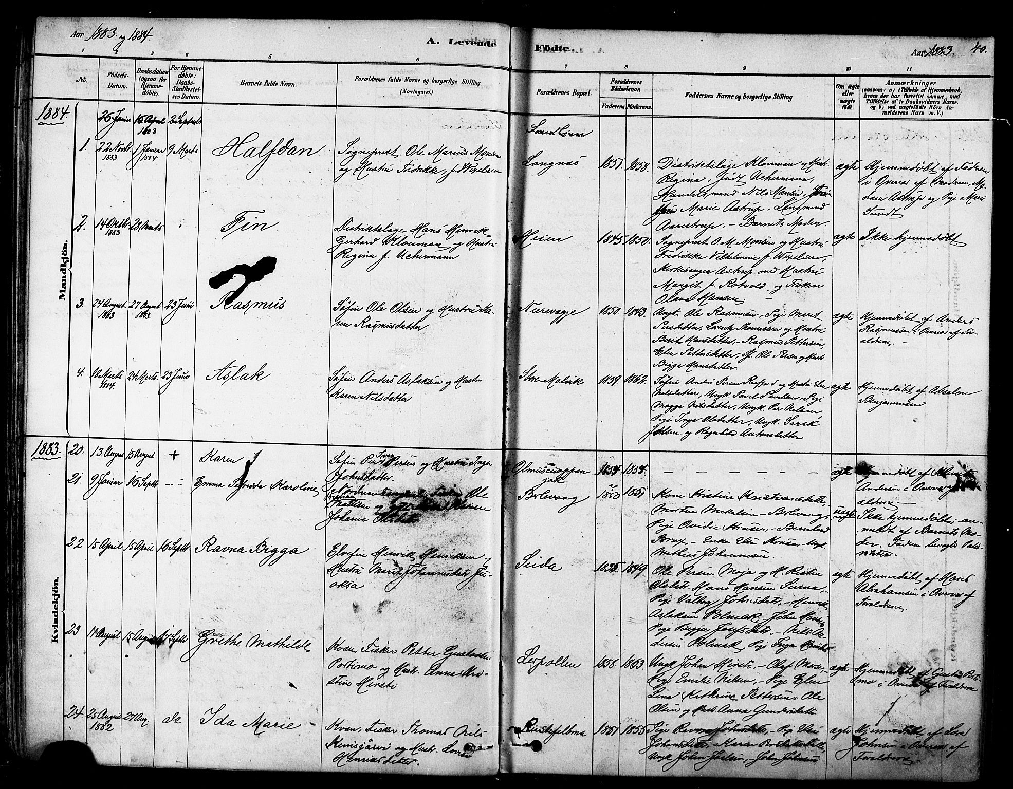 Tana sokneprestkontor, SATØ/S-1334/H/Ha/L0004kirke: Parish register (official) no. 4, 1878-1891, p. 40