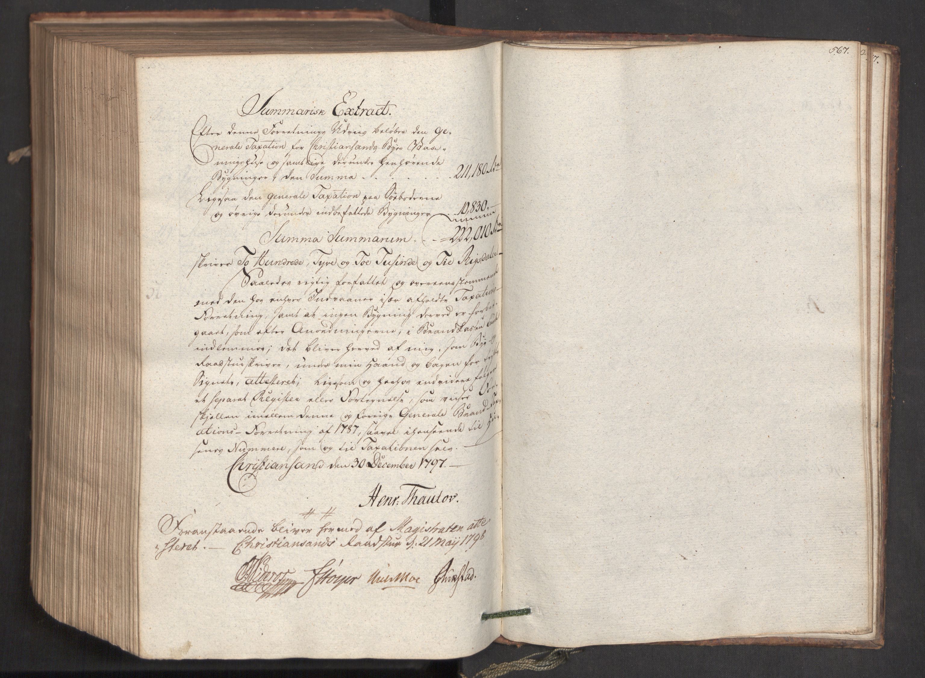 Kommersekollegiet, Brannforsikringskontoret 1767-1814, RA/EA-5458/F/Fa/L0019/0001: Kristiansand / Branntakstprotokoll, 1797, p. 567