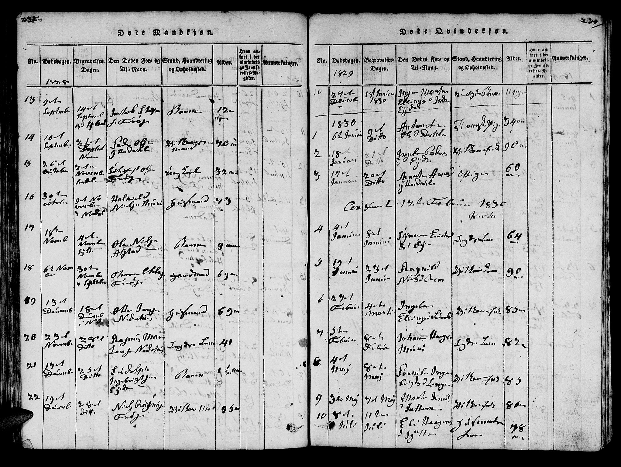 Ministerialprotokoller, klokkerbøker og fødselsregistre - Møre og Romsdal, SAT/A-1454/519/L0246: Parish register (official) no. 519A05, 1817-1834, p. 232-233