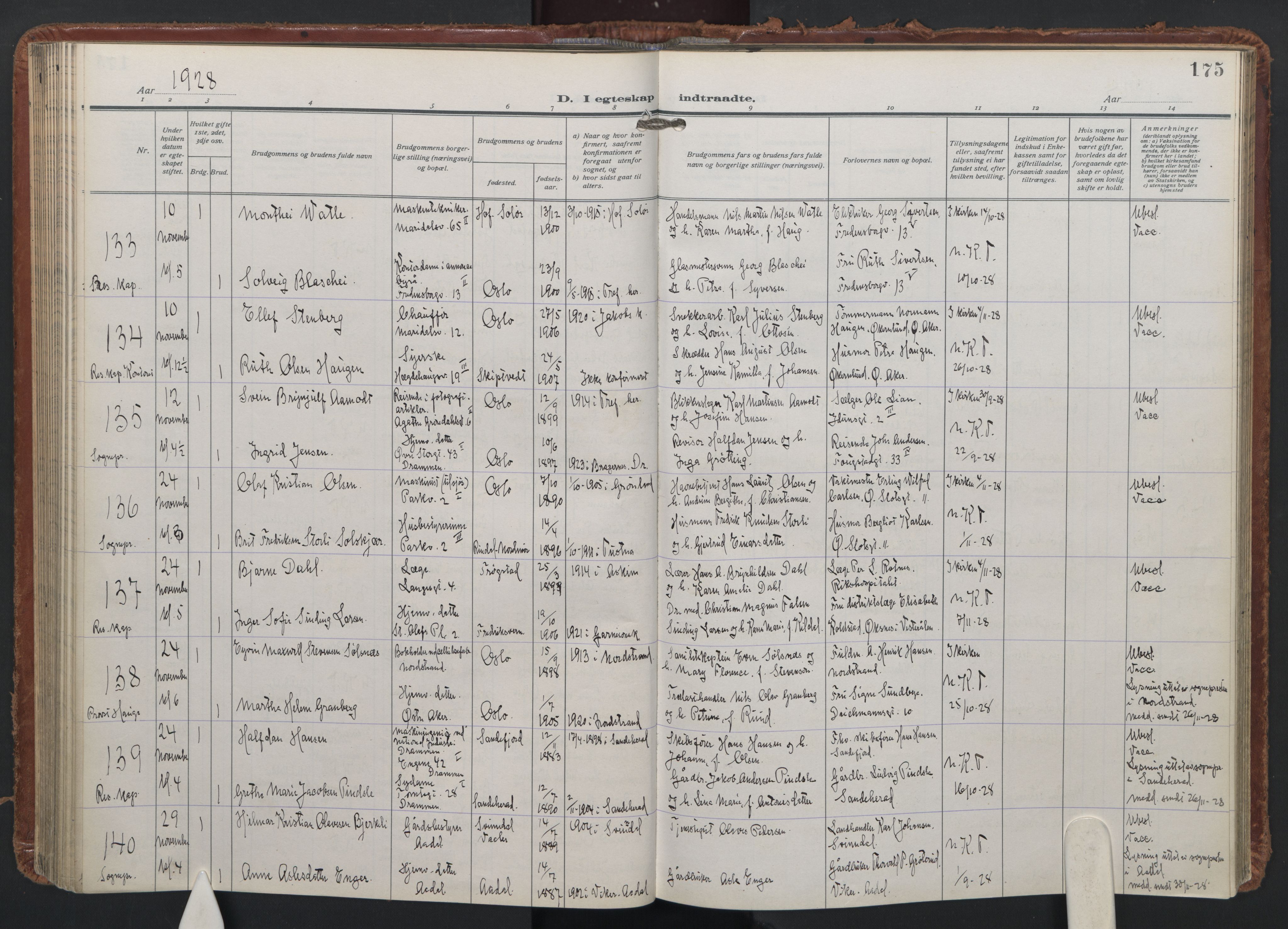 Trefoldighet prestekontor Kirkebøker, AV/SAO-A-10882/F/Fc/L0009: Parish register (official) no. III 9, 1922-1936, p. 175