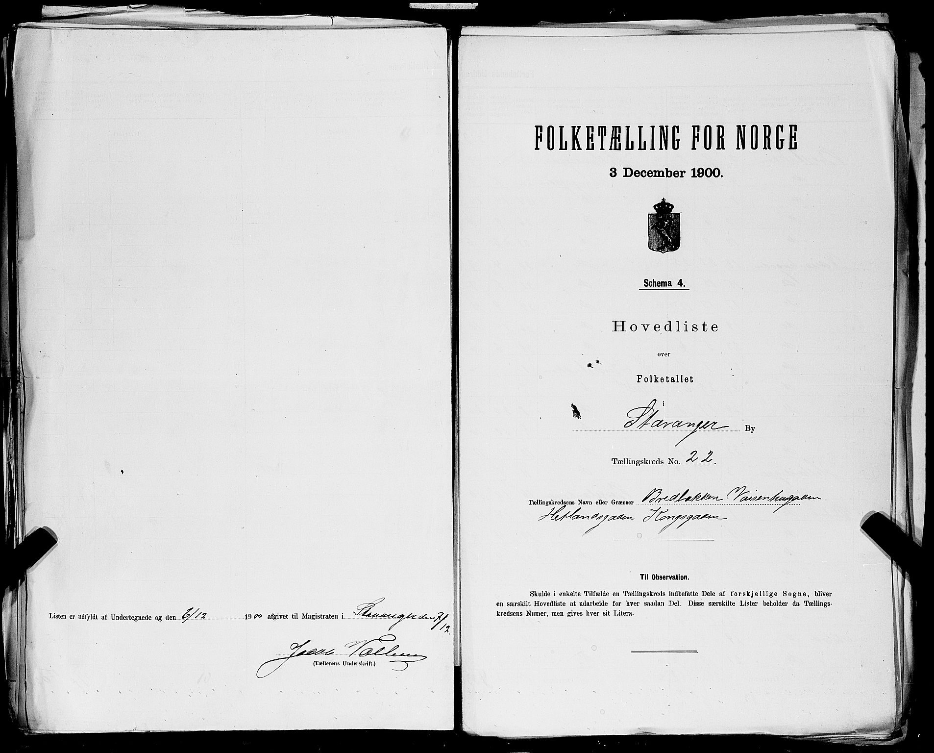 SAST, 1900 census for Stavanger, 1900, p. 168