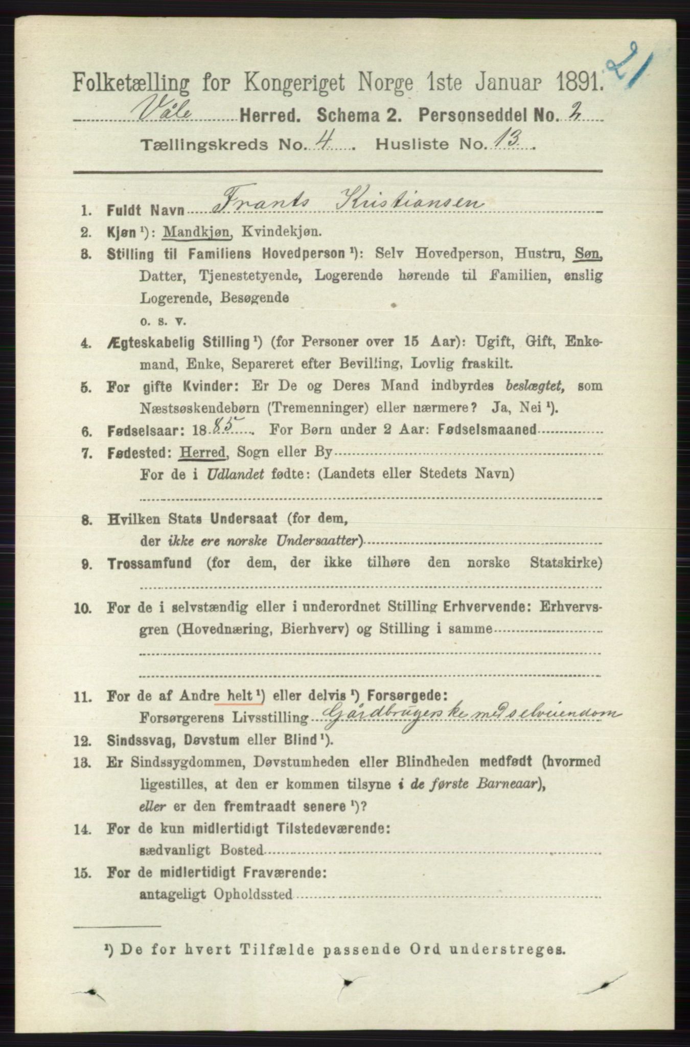 RA, 1891 census for 0716 Våle, 1891, p. 1059