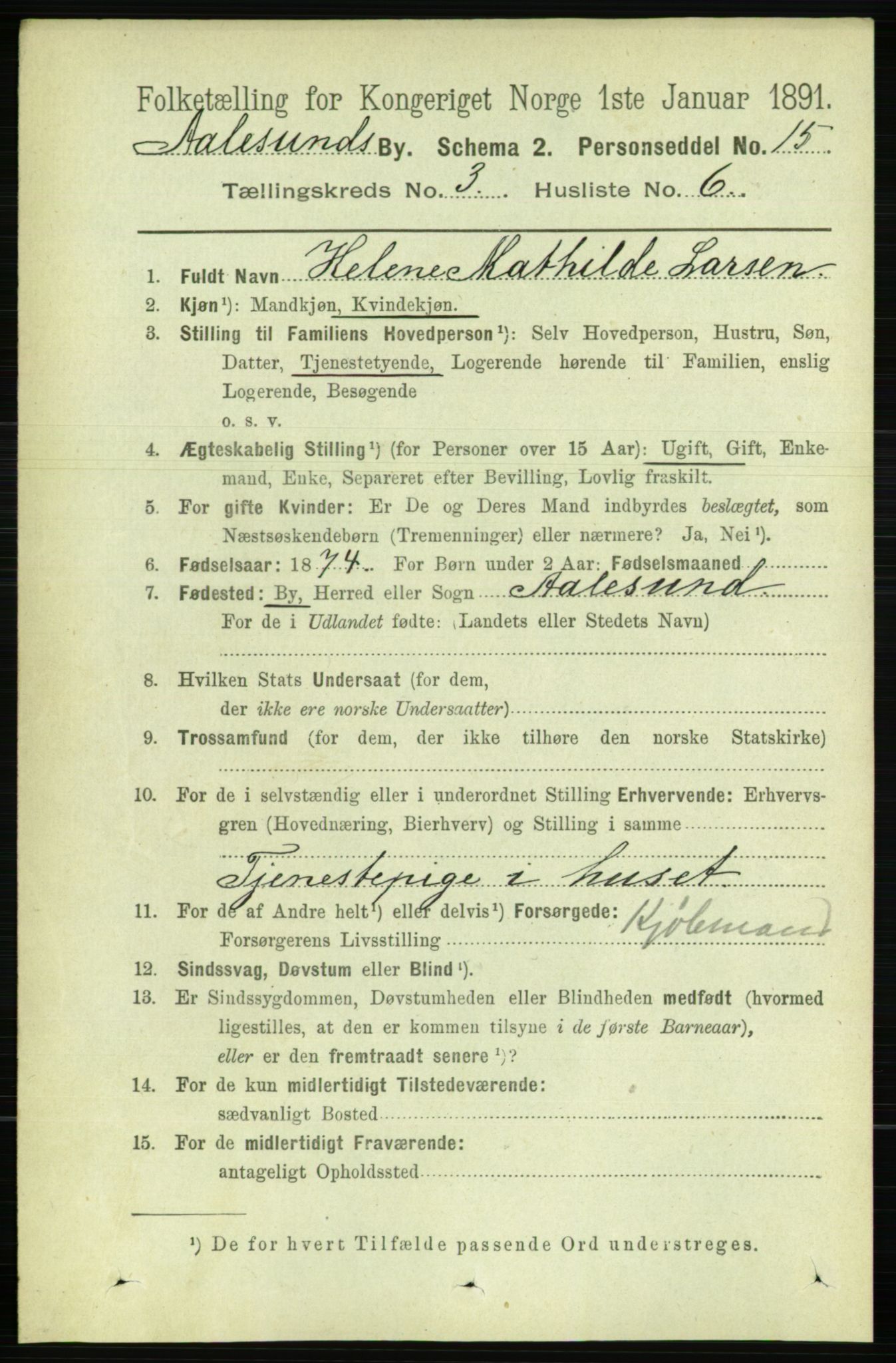 RA, 1891 census for 1501 Ålesund, 1891, p. 2339