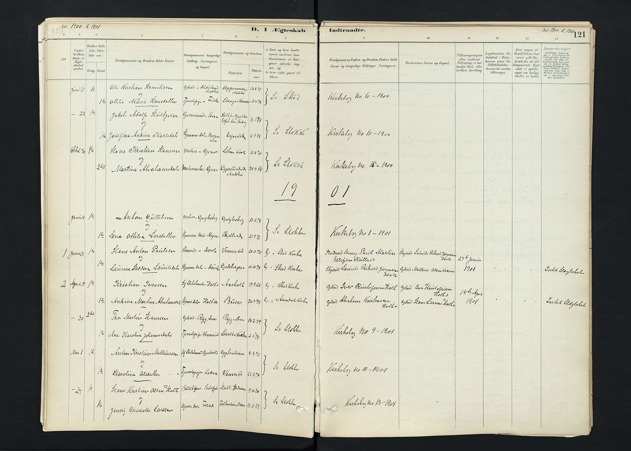 Stokke kirkebøker, SAKO/A-320/F/Fc/L0001: Parish register (official) no. III 1, 1884-1910, p. 121