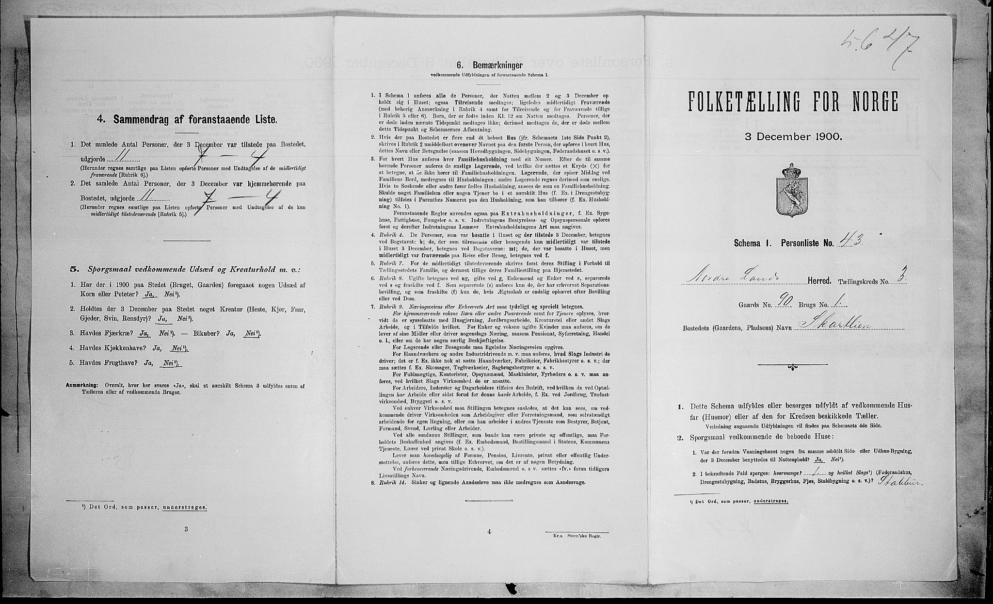 SAH, 1900 census for Nordre Land, 1900, p. 503