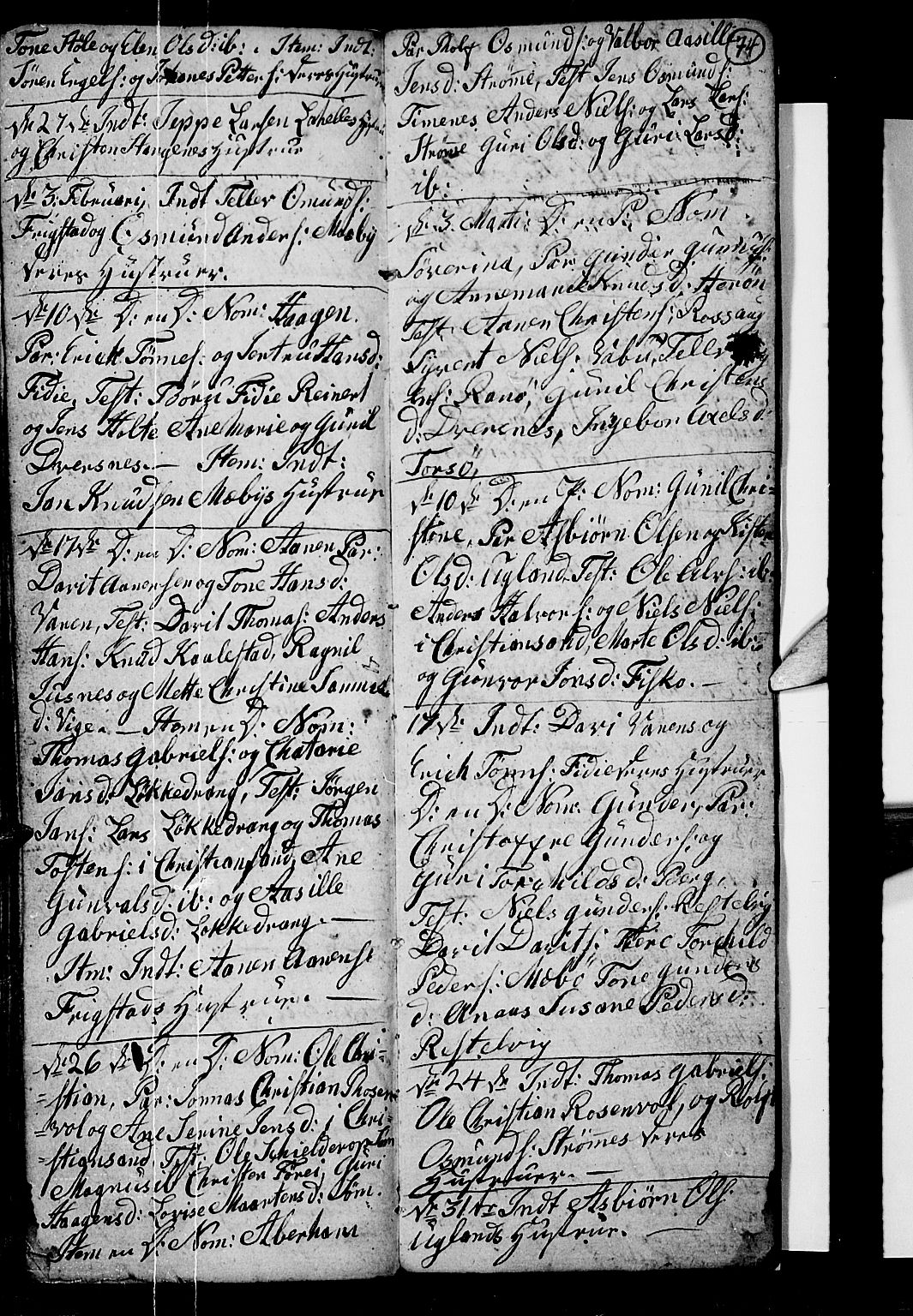 Oddernes sokneprestkontor, AV/SAK-1111-0033/F/Fb/Fba/L0002: Parish register (copy) no. B 2, 1791-1806, p. 74