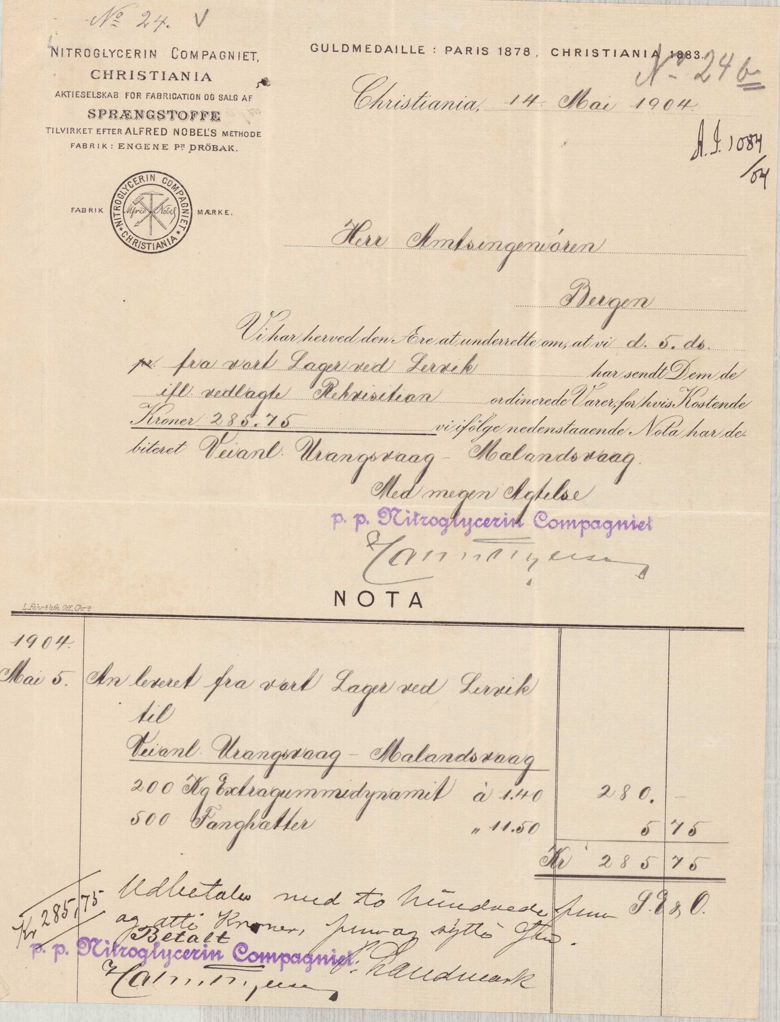 Finnaas kommune. Formannskapet, IKAH/1218a-021/E/Ea/L0002/0003: Rekneskap for veganlegg / Rekneskap for veganlegget Urangsvåg - Mælandsvåg, 1904-1905, p. 35