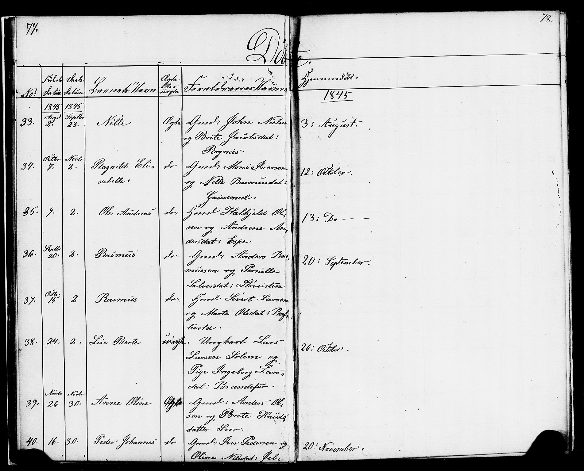 Hornindal sokneprestembete, AV/SAB-A-82401/H/Haa/Haaa/L0001: Parish register (official) no. A 1, 1837-1866, p. 78-79