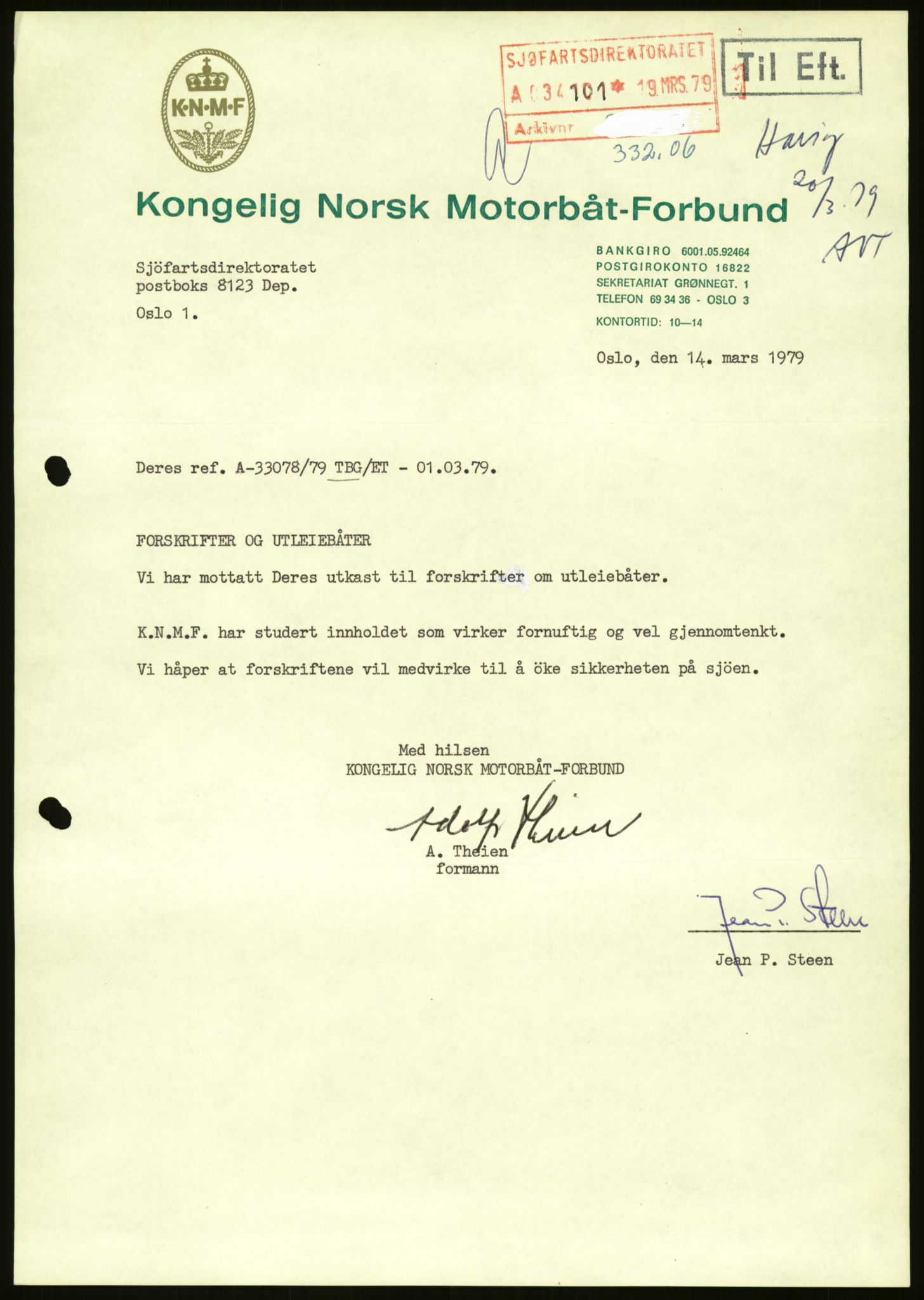 Sjøfartsdirektoratet med forløpere, generelt arkiv, AV/RA-S-1407/D/Du/Duc/L0642/0001: Skipskontrollen - Forskrifter / Forskrift om utleiebåter (2 mapper), 1978-1987, p. 375