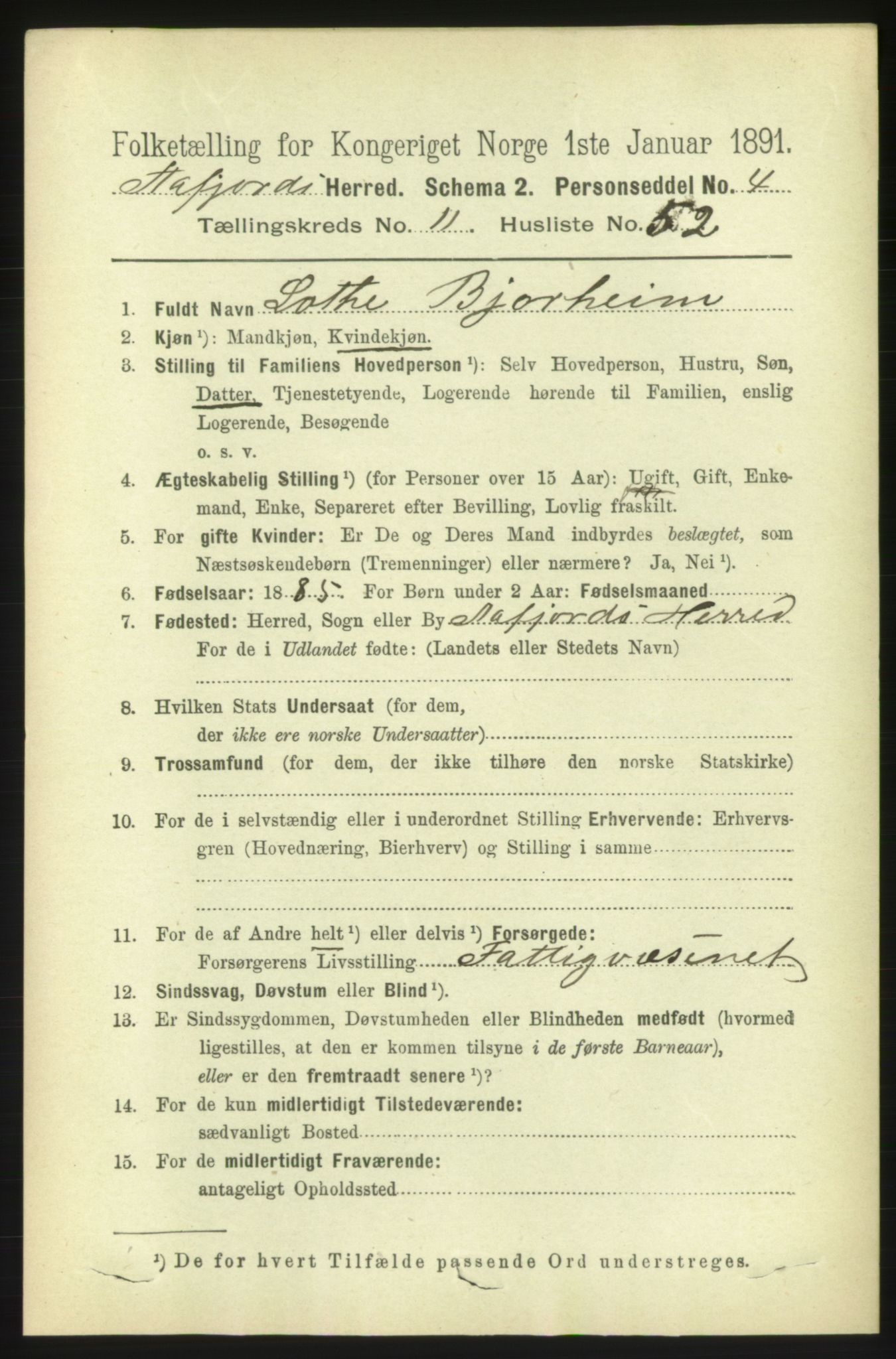 RA, 1891 census for 1630 Åfjord, 1891, p. 3674