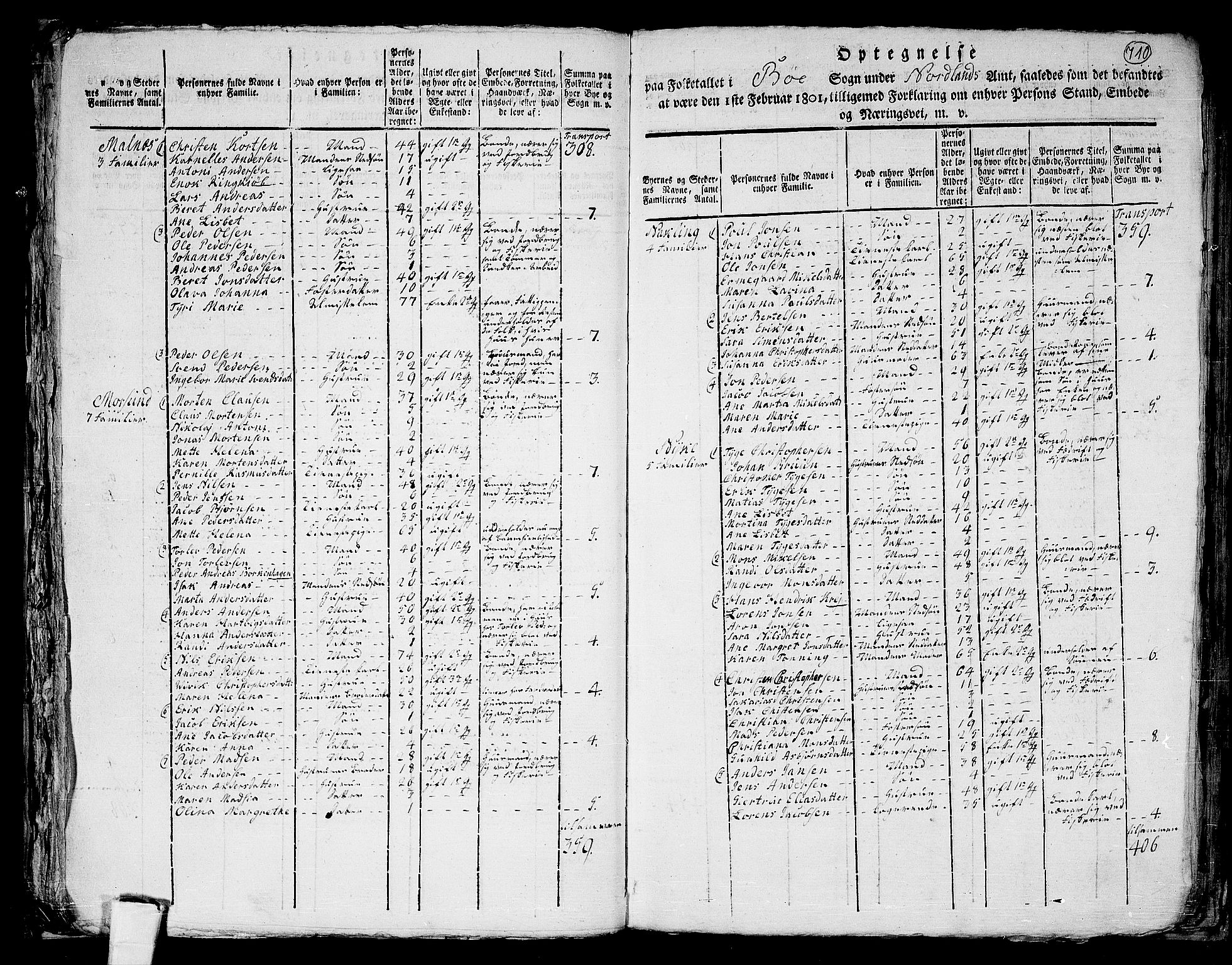 RA, 1801 census for 1867P Bø, 1801, p. 709b-710a