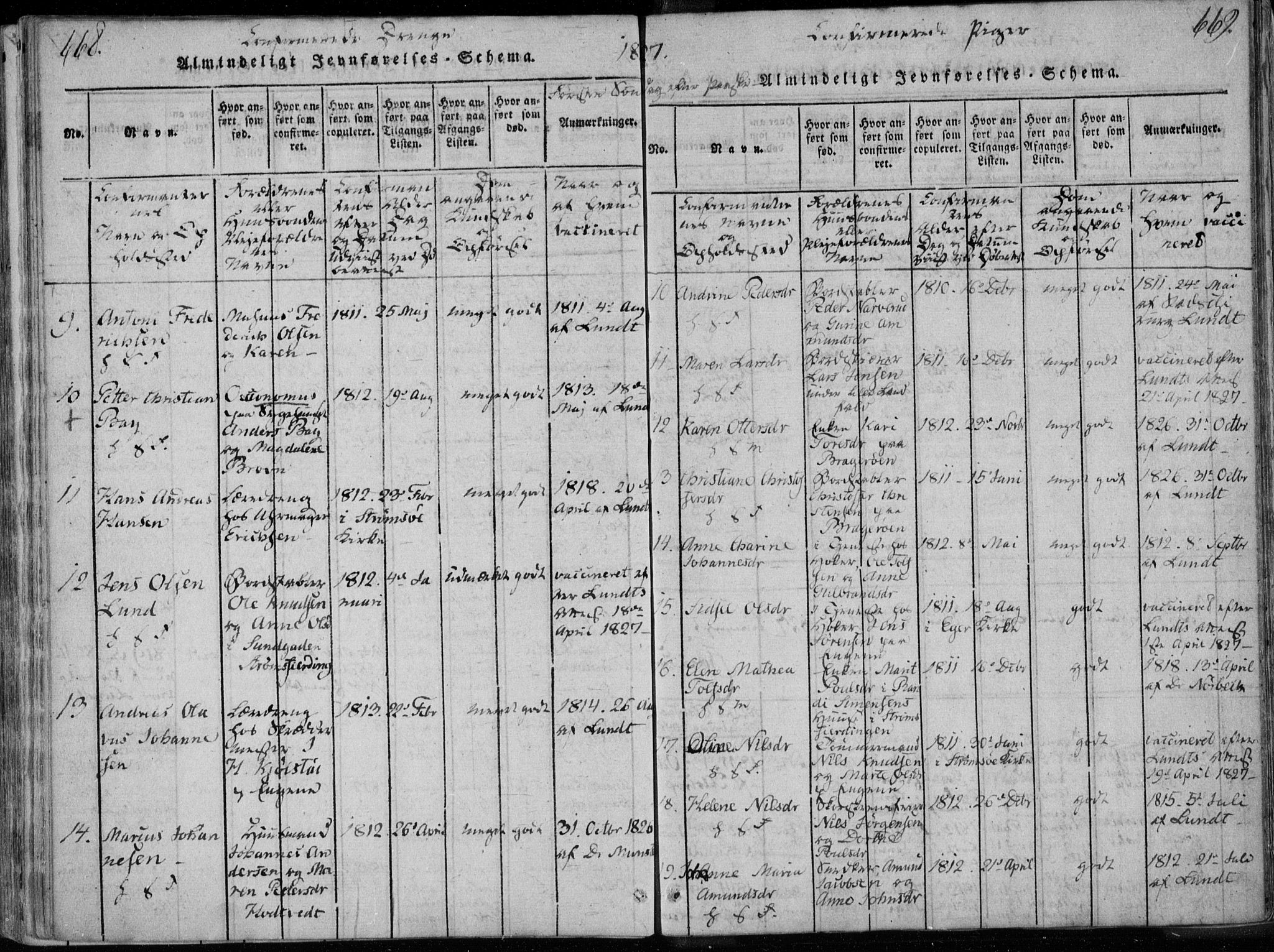 Bragernes kirkebøker, AV/SAKO-A-6/F/Fa/L0007: Parish register (official) no. I 7, 1815-1829, p. 668-669