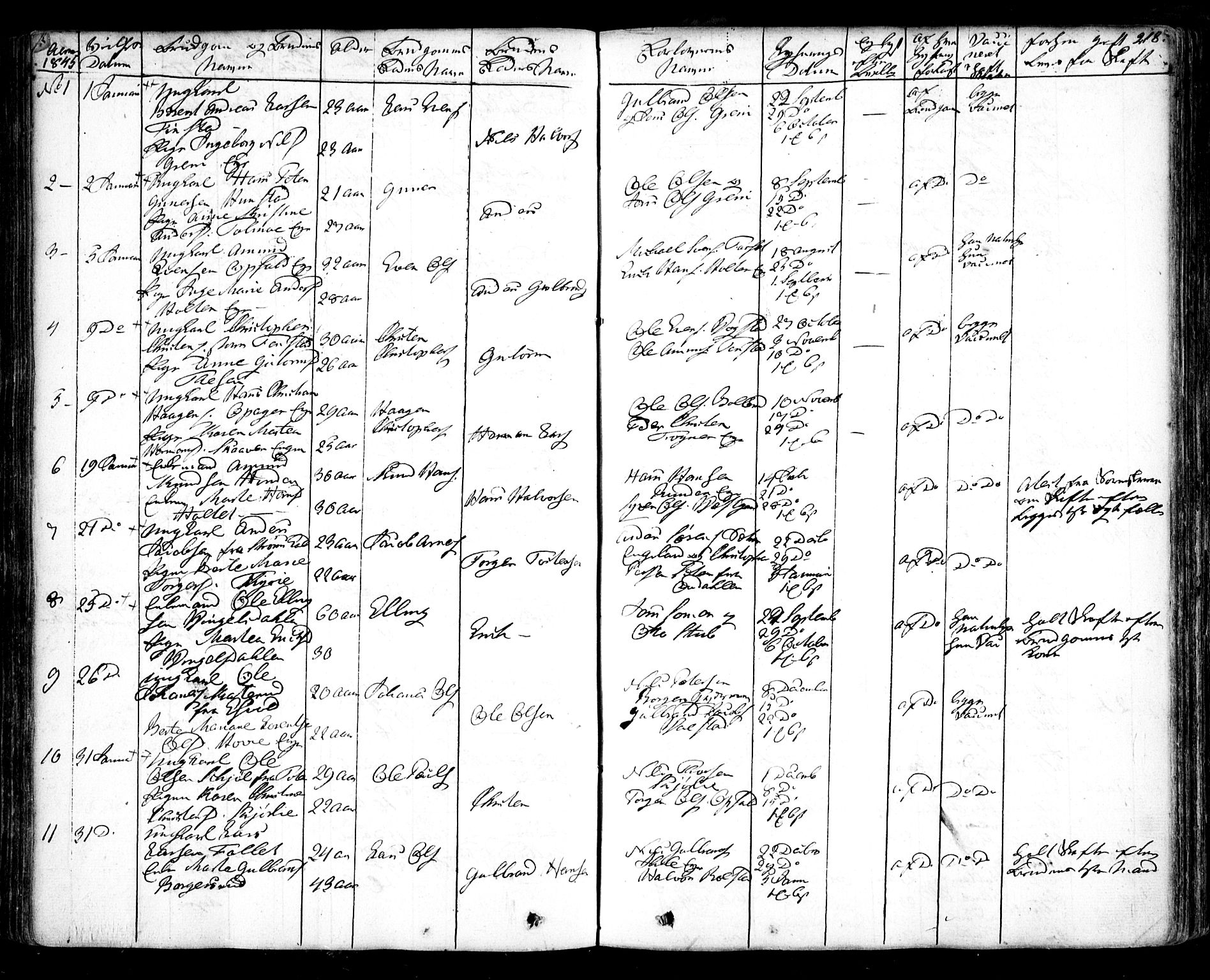 Nes prestekontor Kirkebøker, AV/SAO-A-10410/F/Fa/L0006: Parish register (official) no. I 6, 1833-1845, p. 218