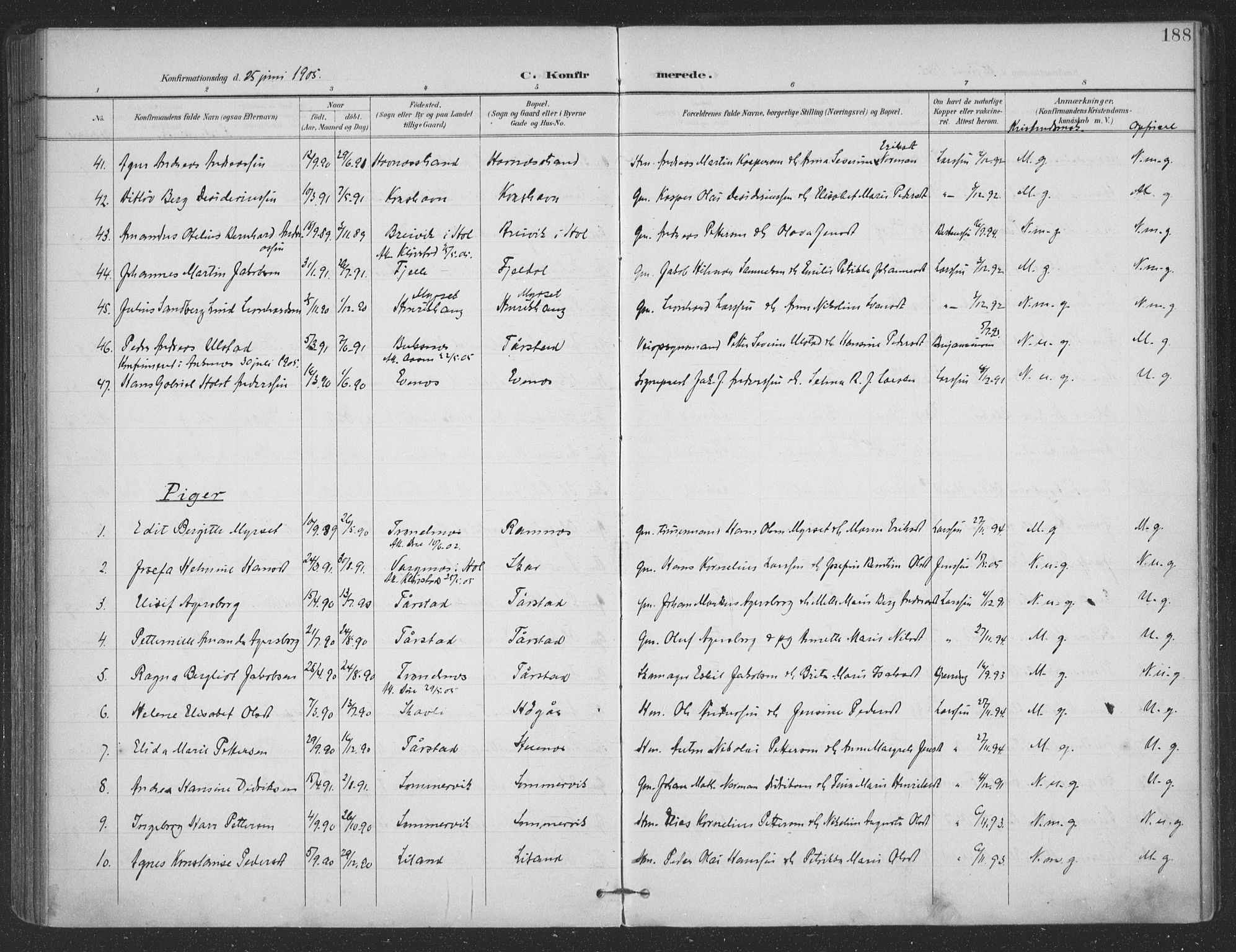 Ministerialprotokoller, klokkerbøker og fødselsregistre - Nordland, AV/SAT-A-1459/863/L0899: Parish register (official) no. 863A11, 1897-1906, p. 188