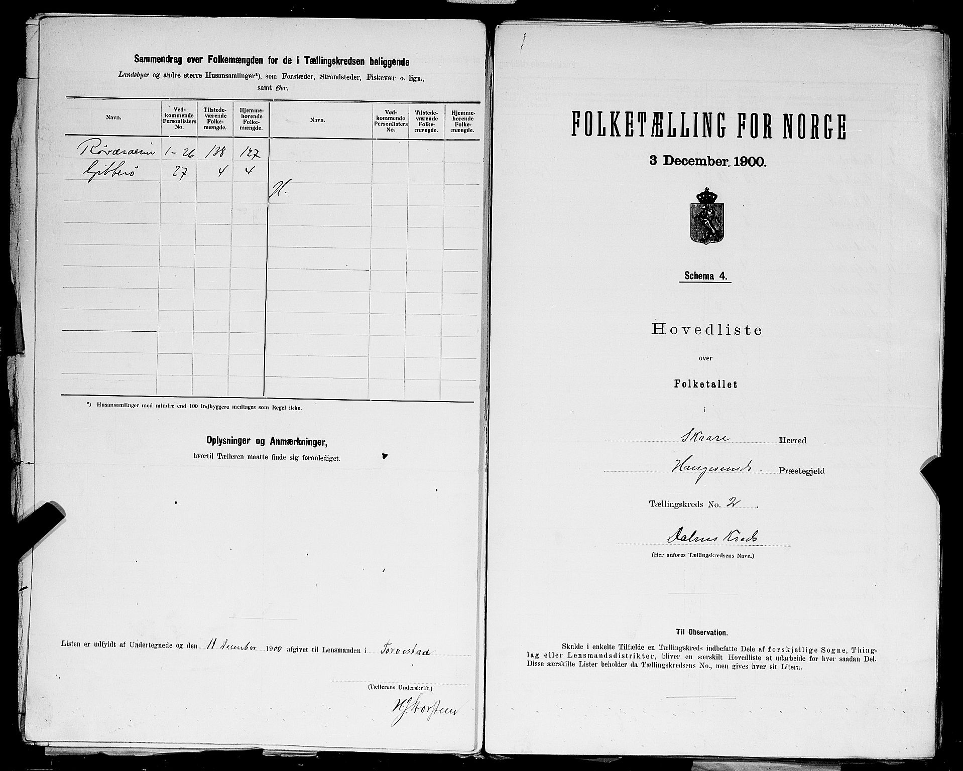 SAST, 1900 census for Skåre, 1900, p. 6