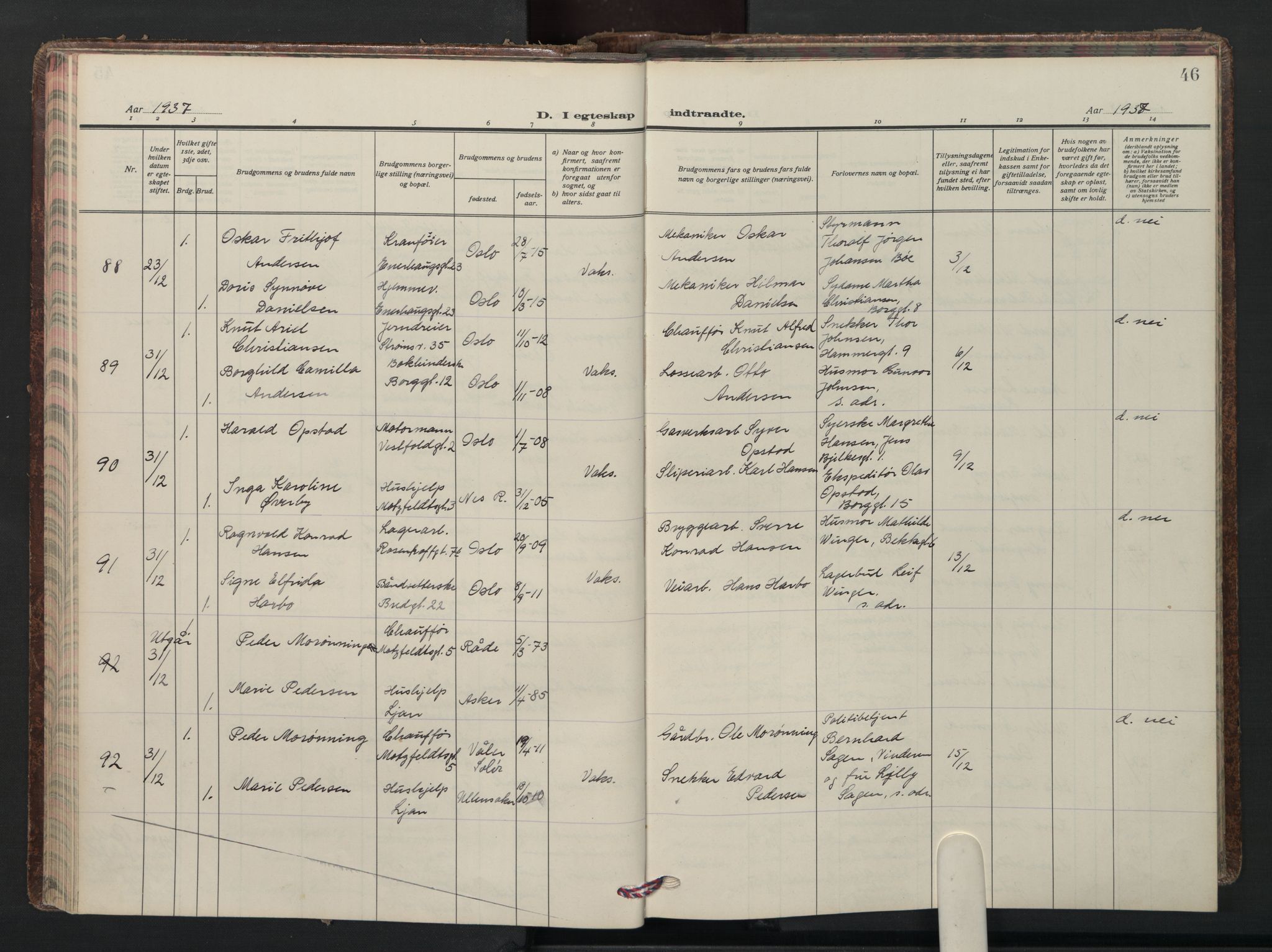 Grønland prestekontor Kirkebøker, AV/SAO-A-10848/F/Fa/L0020: Parish register (official) no. 20, 1935-1946, p. 46