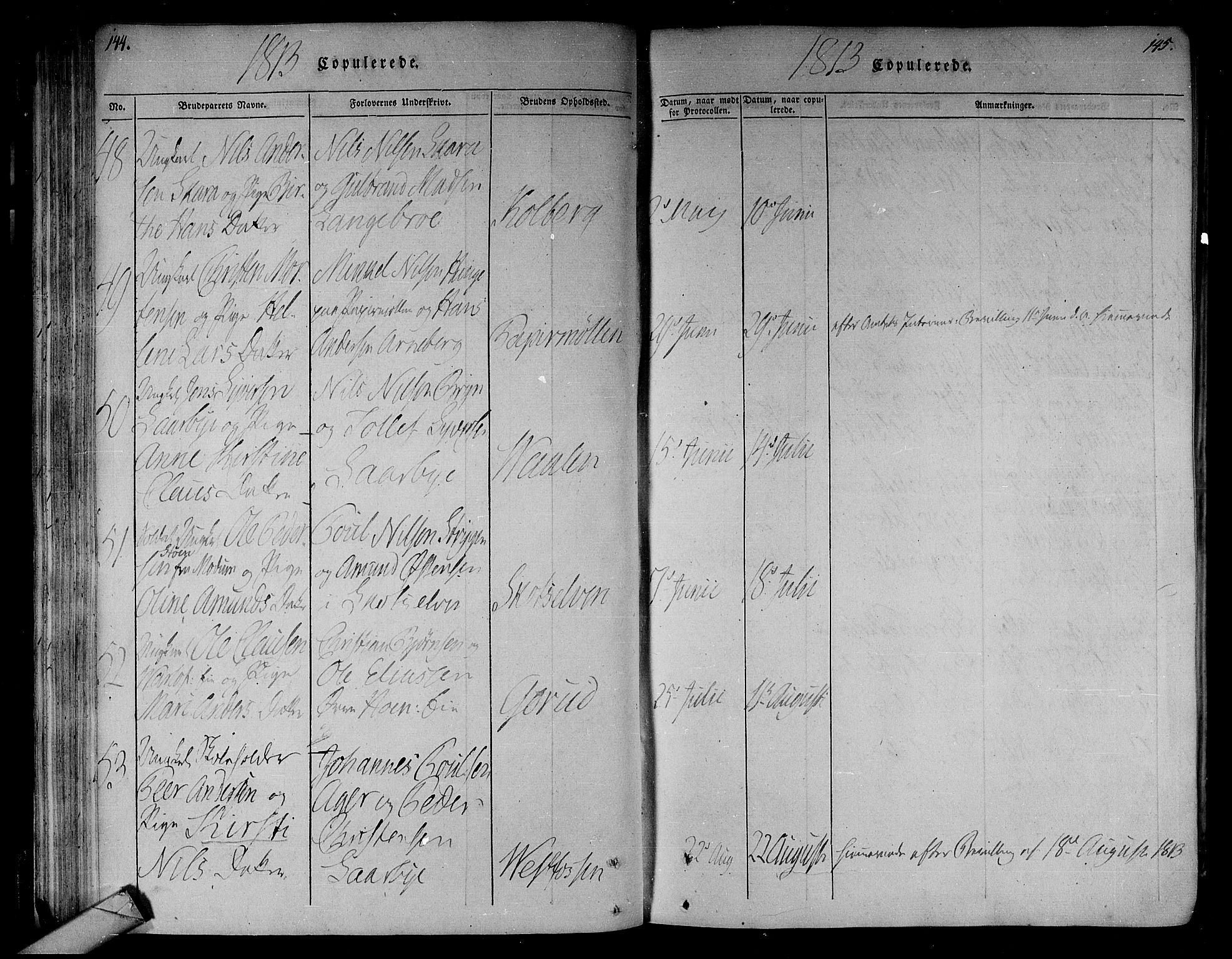 Eiker kirkebøker, AV/SAKO-A-4/F/Fa/L0010: Parish register (official) no. I 10, 1806-1815, p. 144-145