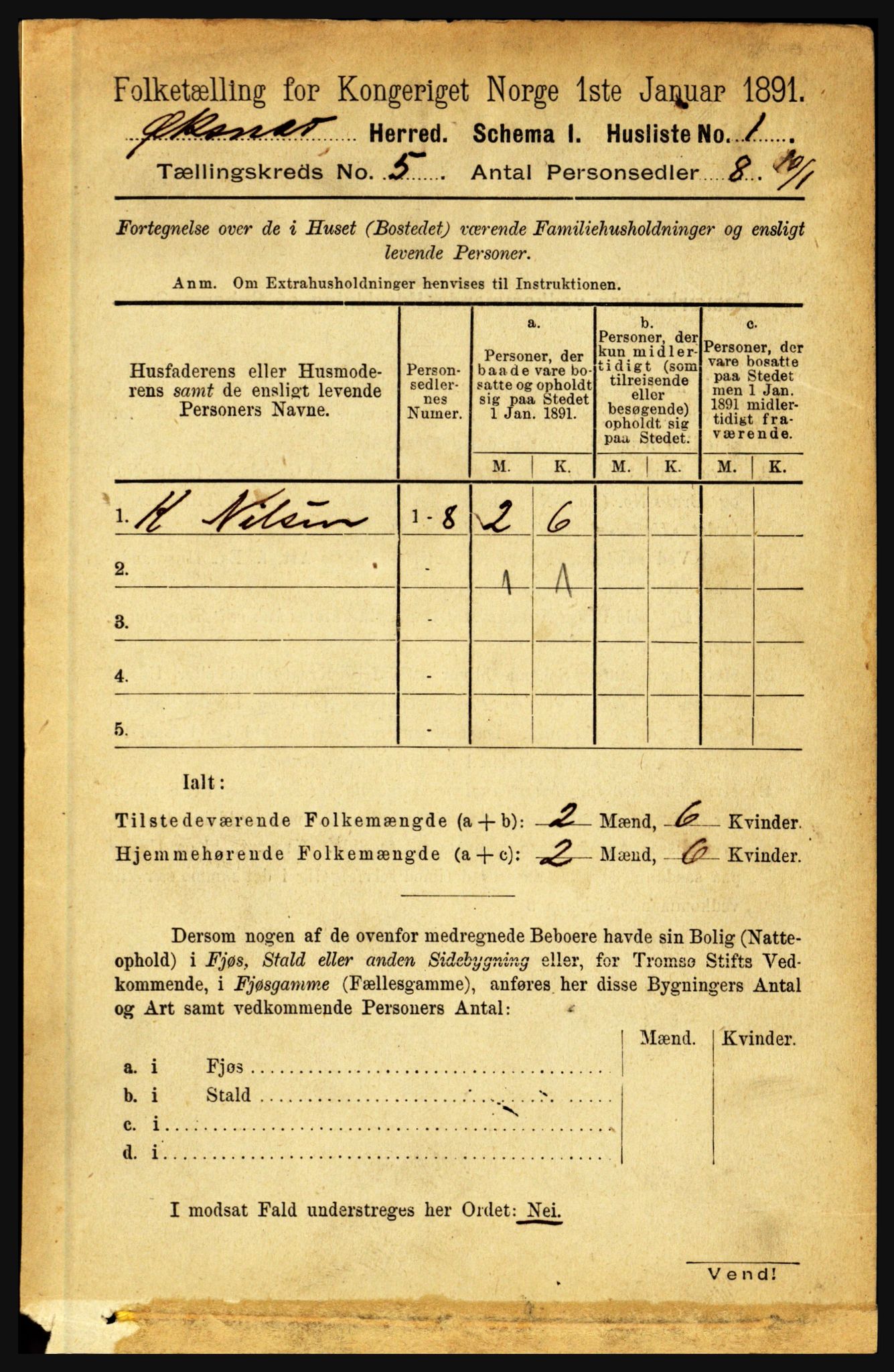 RA, 1891 census for 1868 Øksnes, 1891, p. 2168