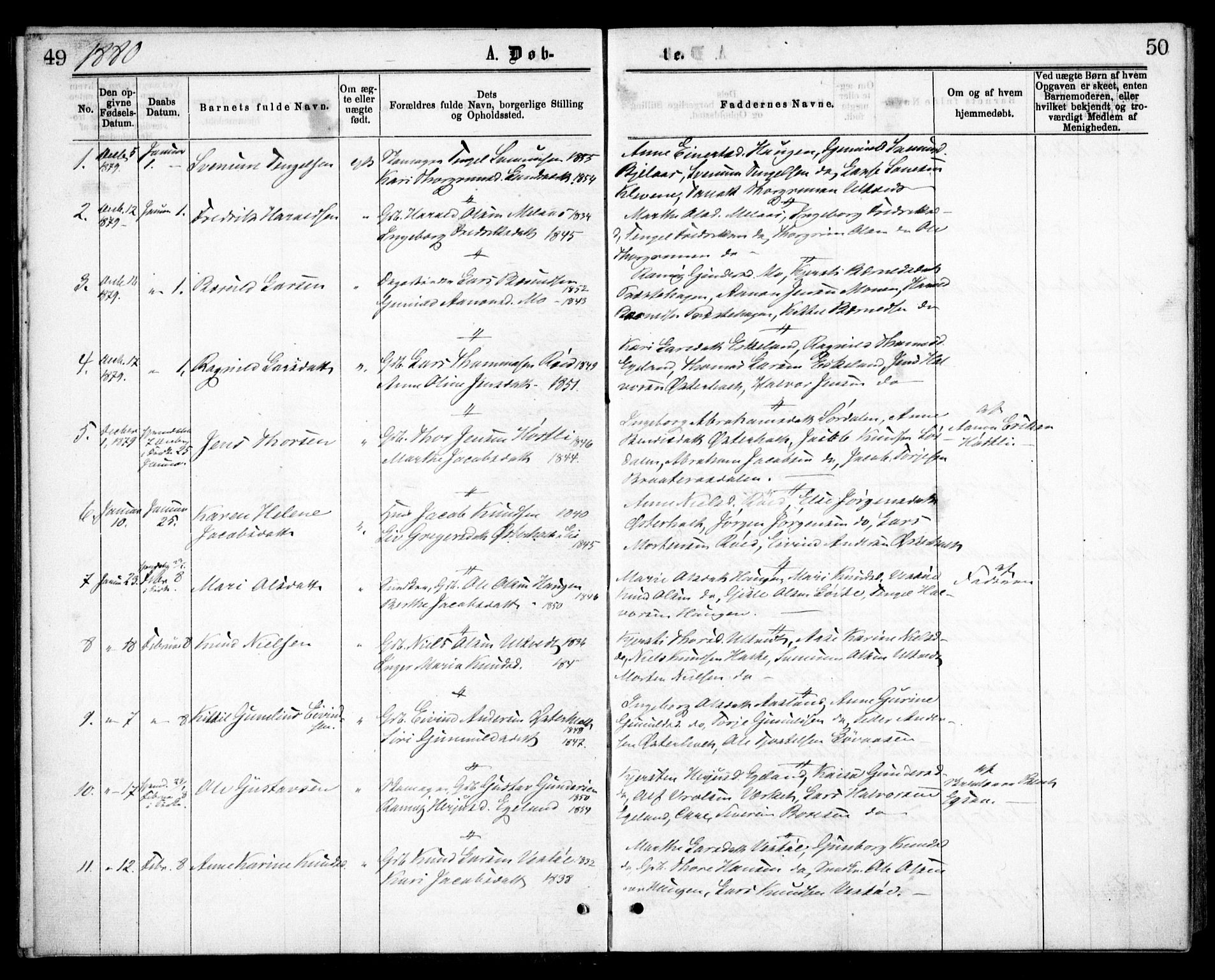 Gjerstad sokneprestkontor, AV/SAK-1111-0014/F/Fa/Faa/L0008: Parish register (official) no. A 8, 1876-1884, p. 49-50