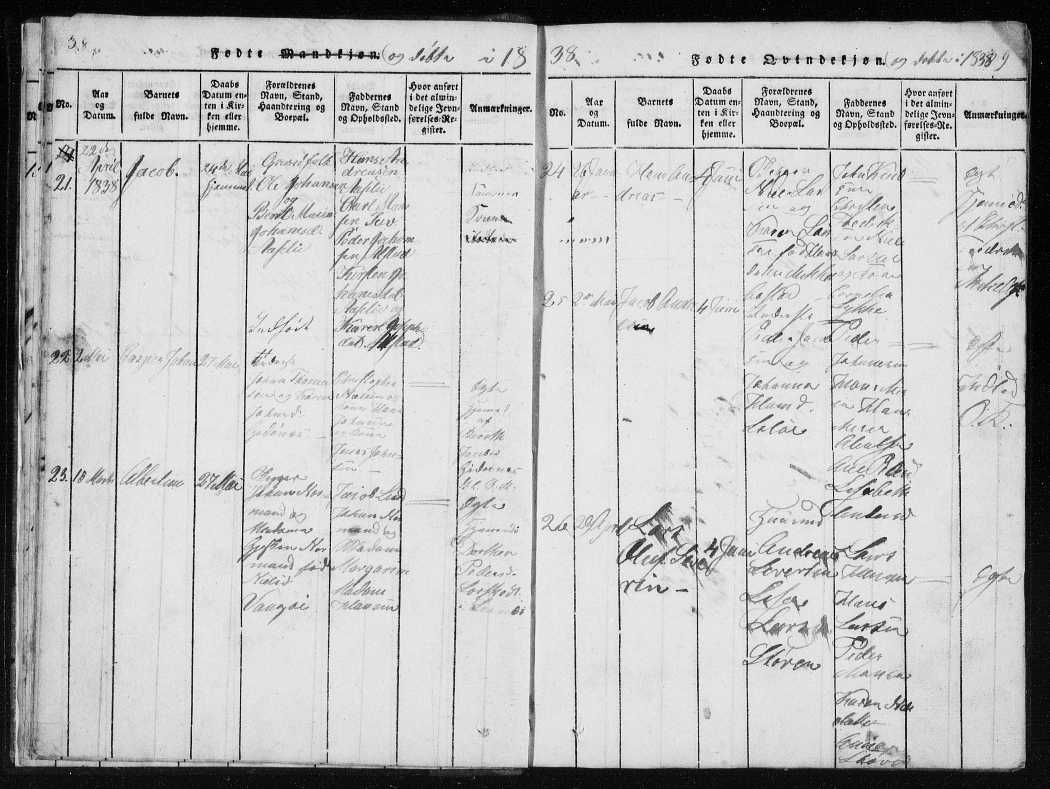 Ministerialprotokoller, klokkerbøker og fødselsregistre - Nordland, AV/SAT-A-1459/801/L0027: Parish register (copy) no. 801C02, 1835-1845, p. 38-39