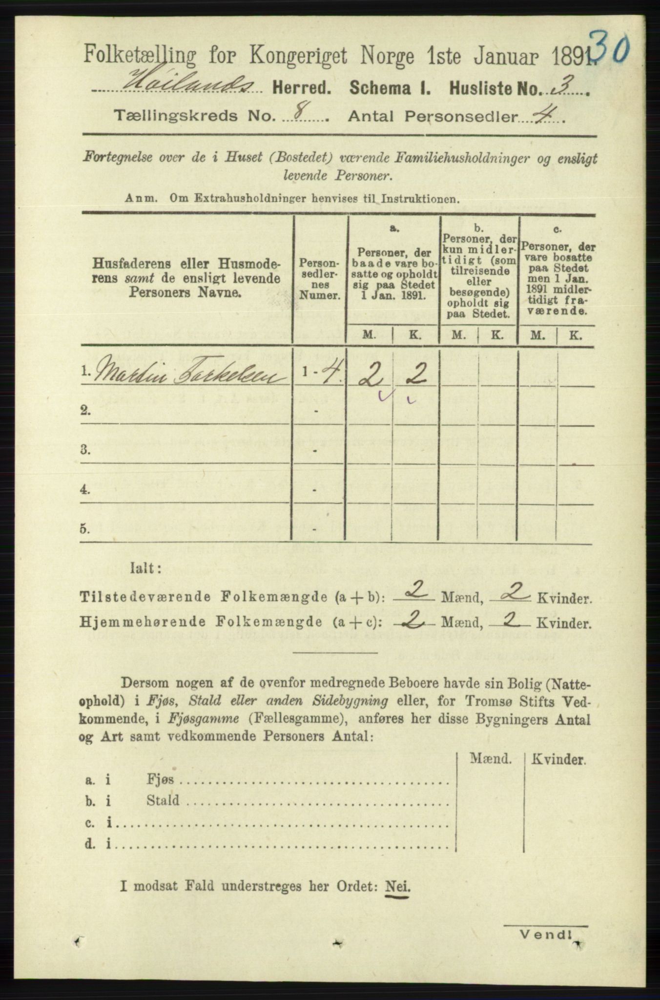 RA, 1891 census for 1123 Høyland, 1891, p. 2872