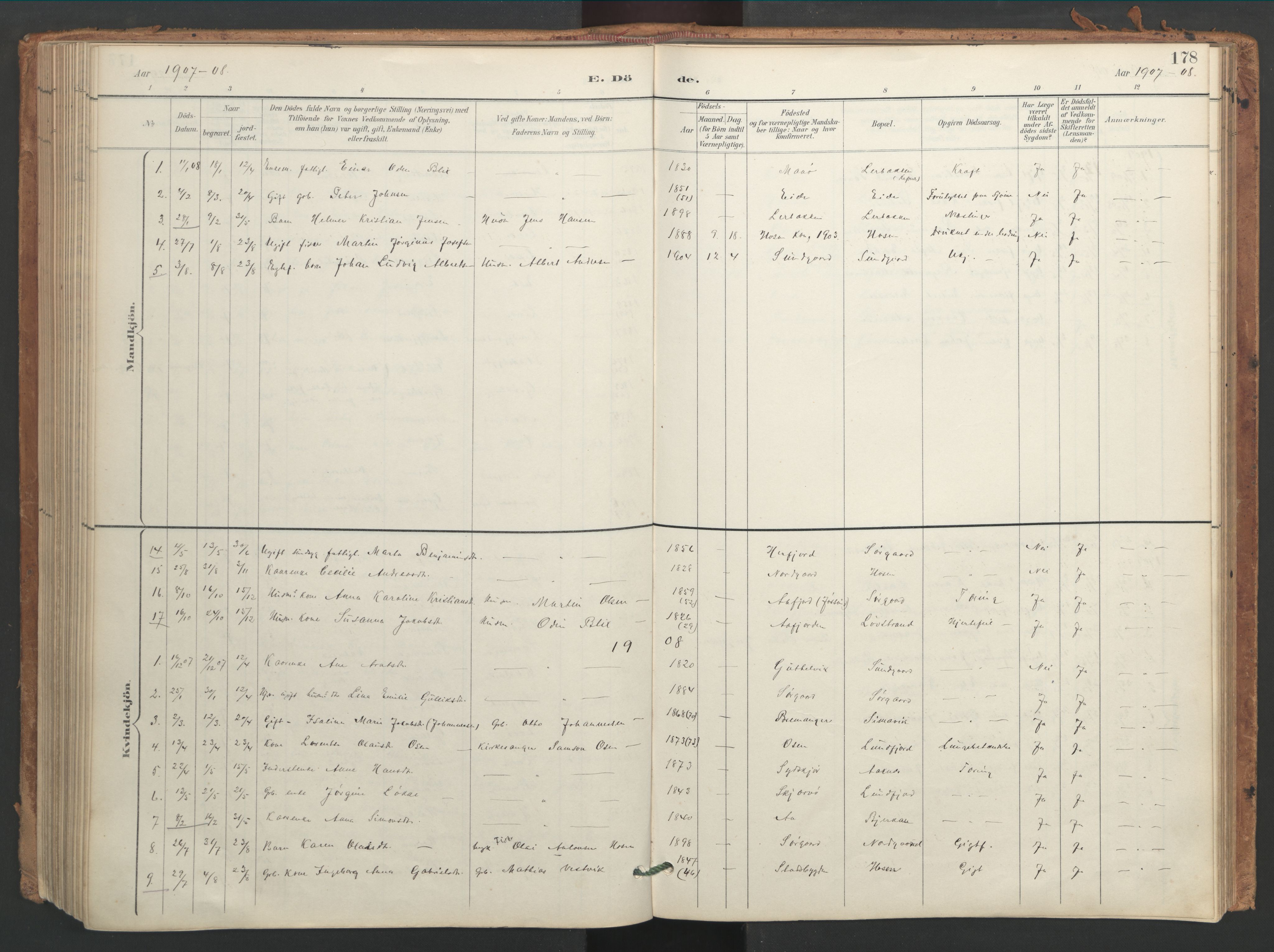 Ministerialprotokoller, klokkerbøker og fødselsregistre - Sør-Trøndelag, SAT/A-1456/656/L0693: Parish register (official) no. 656A02, 1894-1913, p. 178