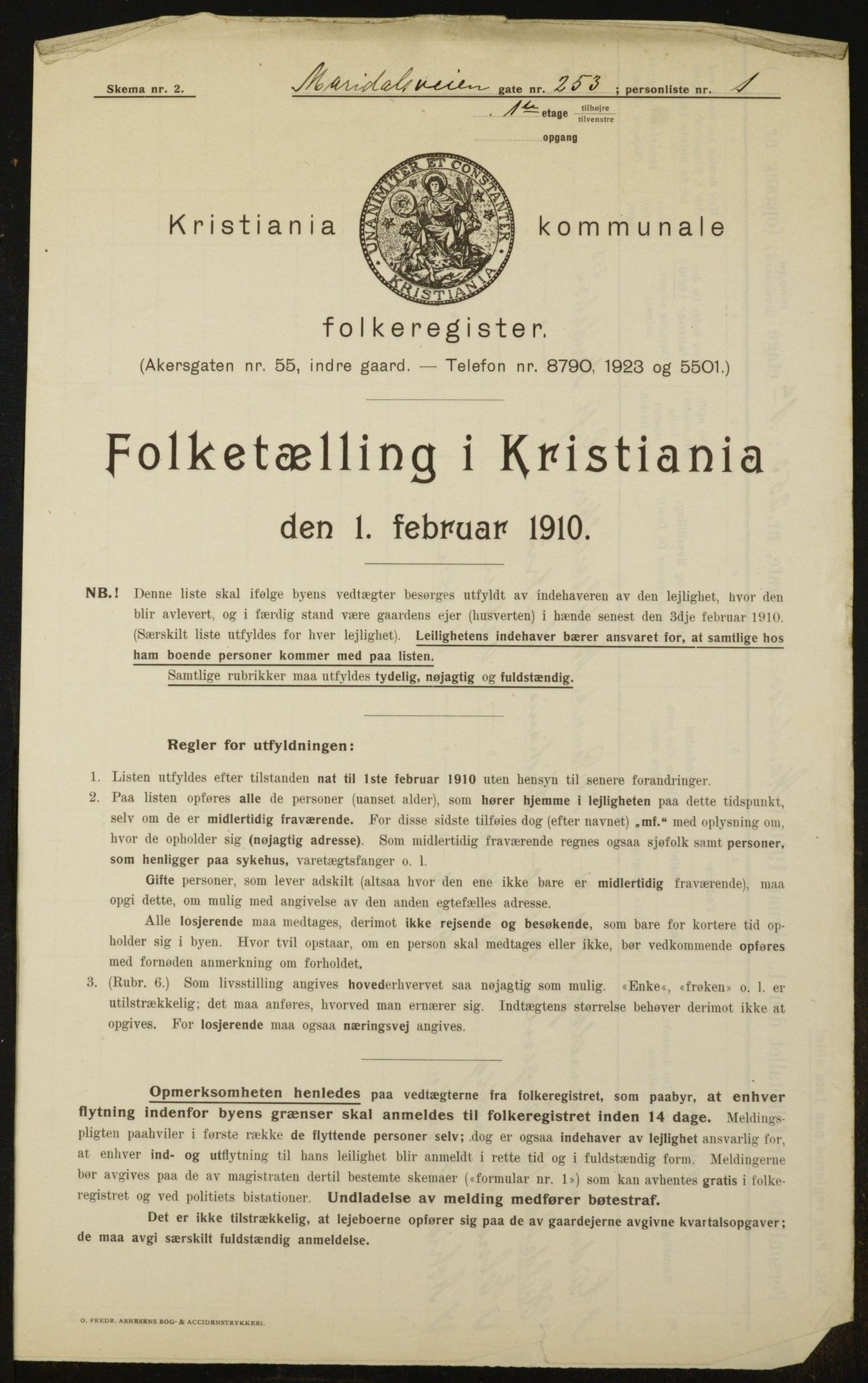 OBA, Municipal Census 1910 for Kristiania, 1910, p. 60731