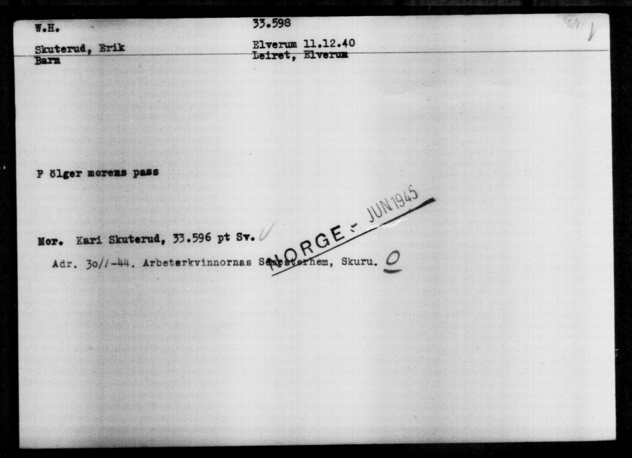 Utenriksstasjonene, Legasjonen i Stockholm, Flyktningkontoret, AV/RA-S-6753/V/Va/L0013: Kjesäterkartoteket, flyktninger med registreringsnr. 31500-34731, 1940-1945, p. 2214