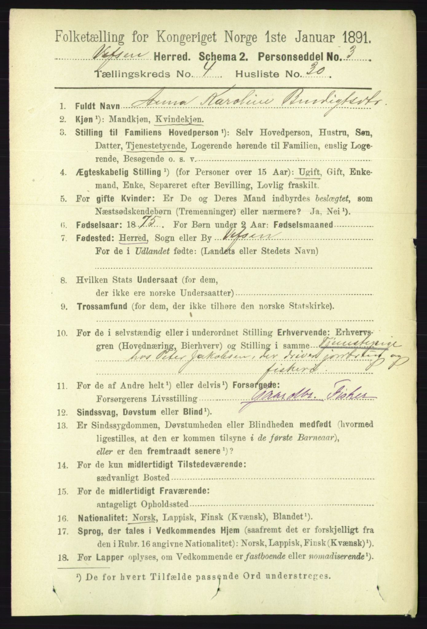 RA, 1891 census for 1824 Vefsn, 1891, p. 1833