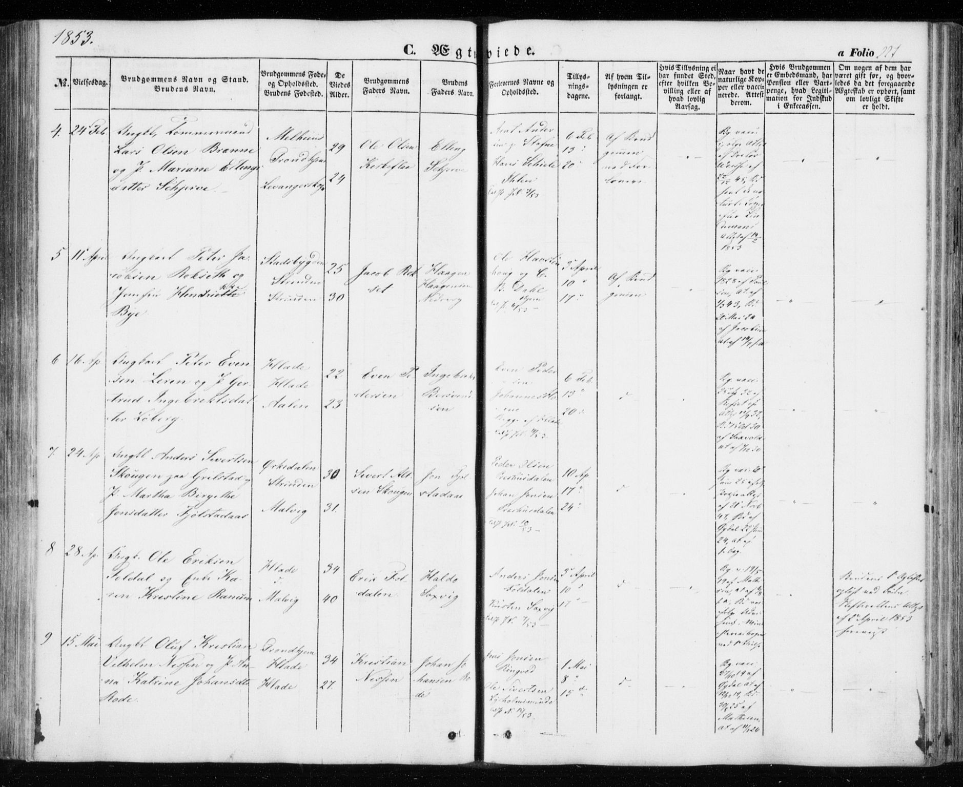 Ministerialprotokoller, klokkerbøker og fødselsregistre - Sør-Trøndelag, SAT/A-1456/606/L0291: Parish register (official) no. 606A06, 1848-1856, p. 227