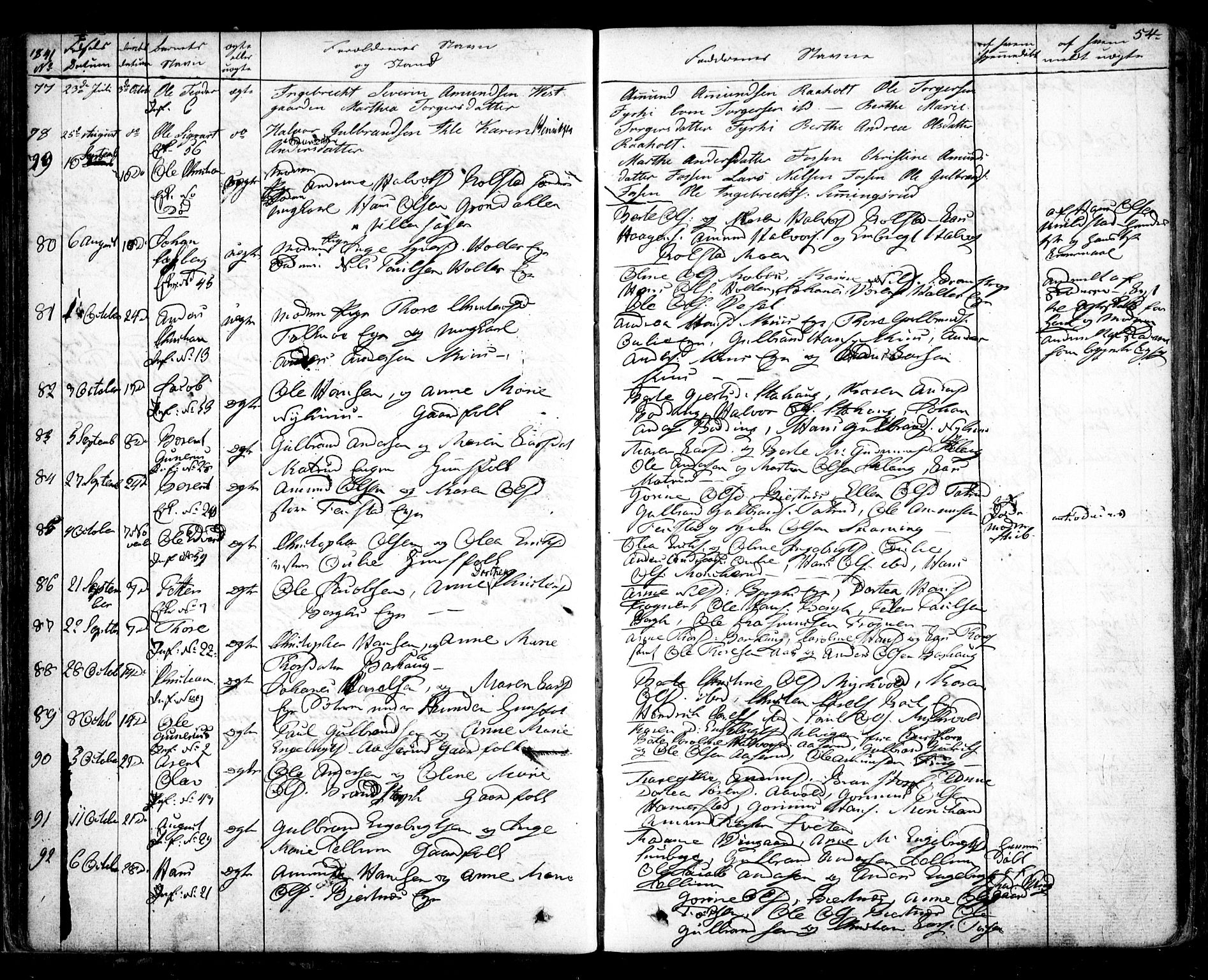 Nes prestekontor Kirkebøker, AV/SAO-A-10410/F/Fa/L0006: Parish register (official) no. I 6, 1833-1845, p. 54