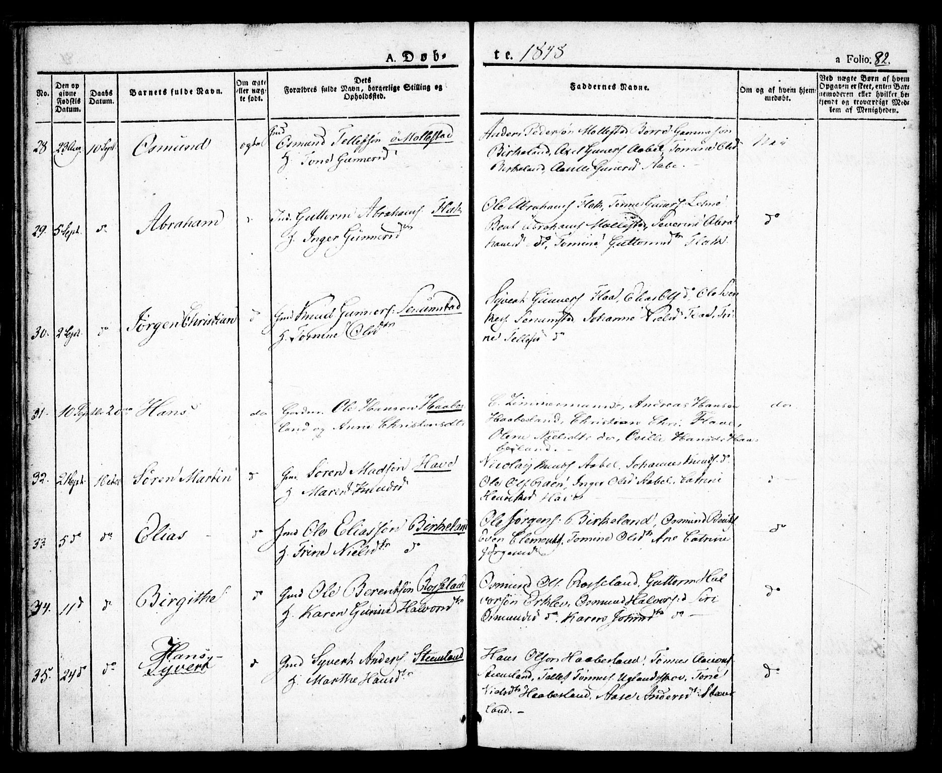 Birkenes sokneprestkontor, SAK/1111-0004/F/Fa/L0001: Parish register (official) no. A 1, 1829-1849, p. 82