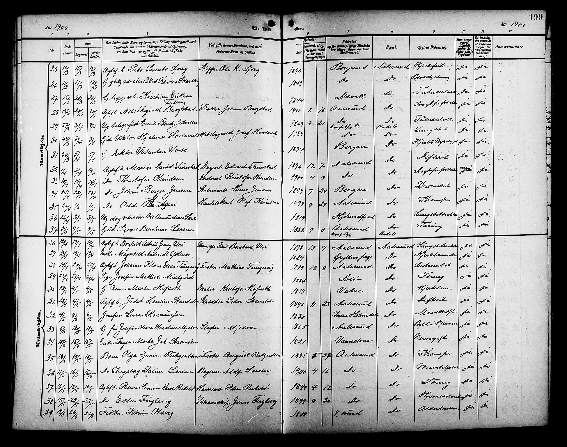 Ministerialprotokoller, klokkerbøker og fødselsregistre - Møre og Romsdal, AV/SAT-A-1454/529/L0469: Parish register (copy) no. 529C06, 1898-1906, p. 199