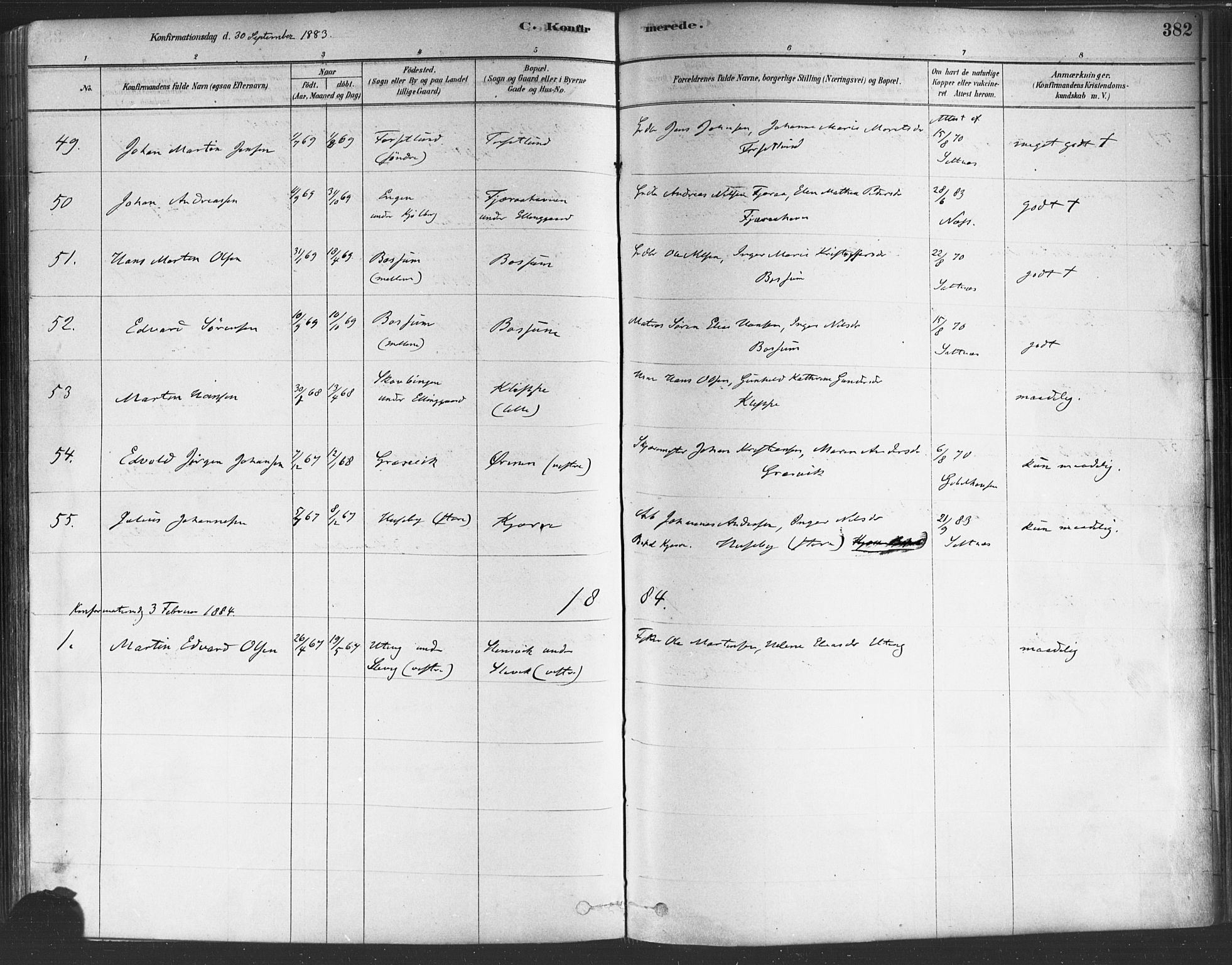 Onsøy prestekontor Kirkebøker, SAO/A-10914/F/Fa/L0005: Parish register (official) no. I 5, 1878-1898, p. 382