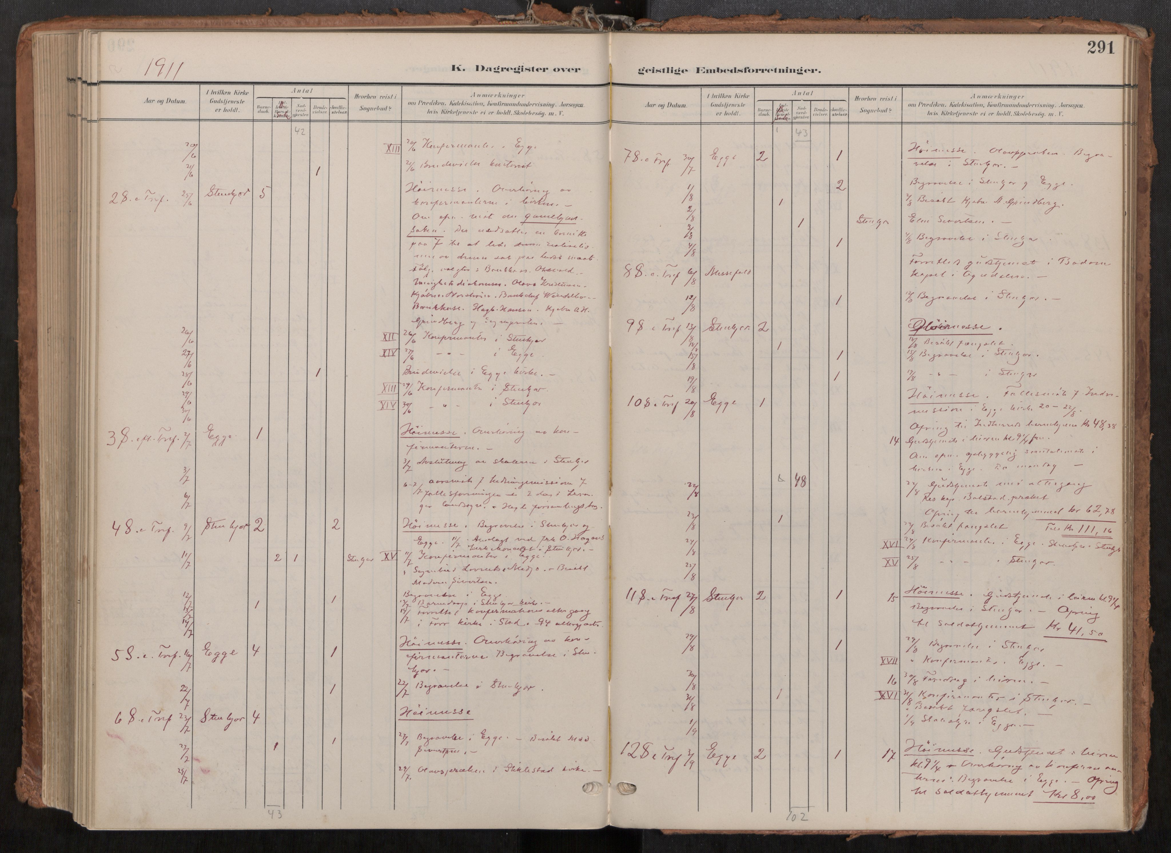 Steinkjer sokneprestkontor, AV/SAT-A-1541/01/H/Ha/Haa/L0001: Parish register (official) no. 1, 1904-1912, p. 291