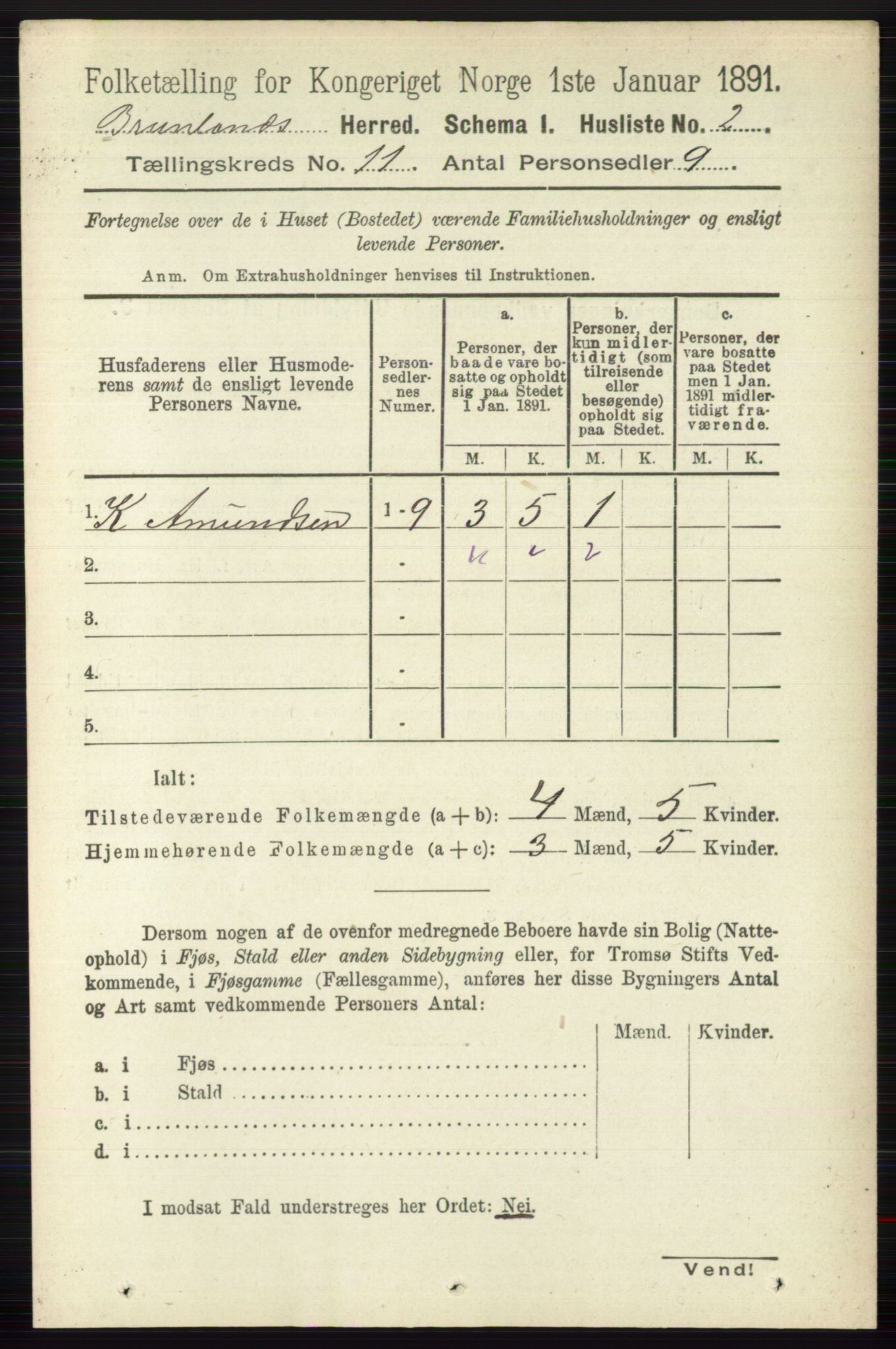 RA, 1891 census for 0726 Brunlanes, 1891, p. 5293