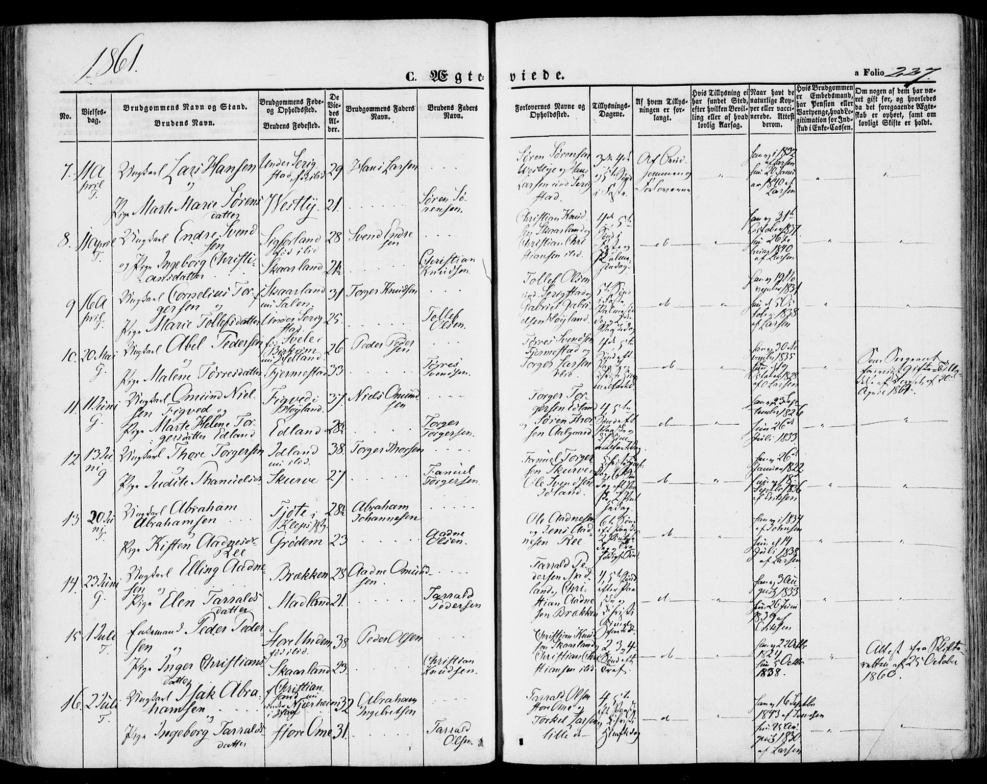 Lye sokneprestkontor, AV/SAST-A-101794/001/30BA/L0007: Parish register (official) no. A 6, 1856-1871, p. 227