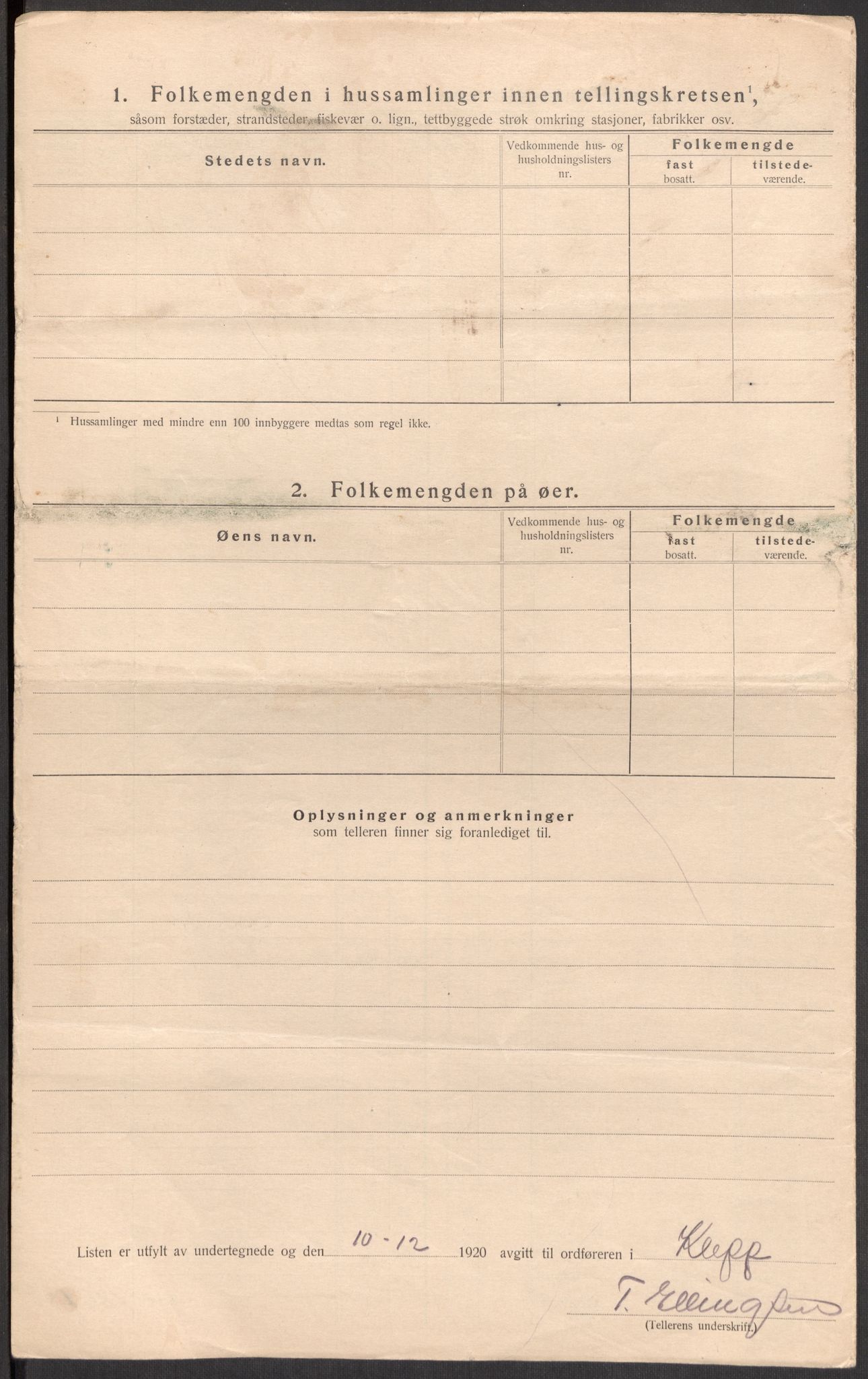 SAST, 1920 census for Klepp, 1920, p. 27