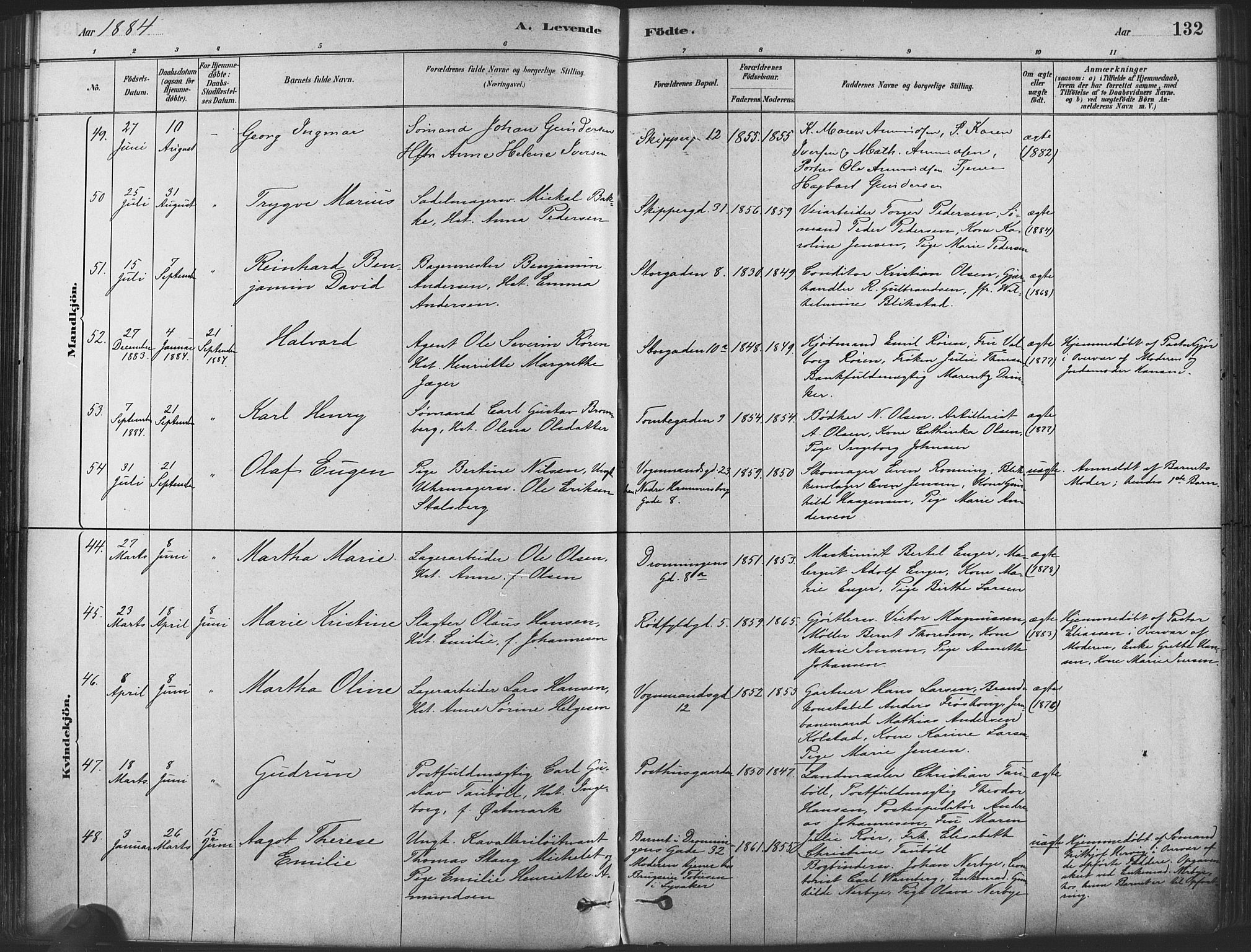 Oslo domkirke Kirkebøker, SAO/A-10752/F/Fa/L0029: Parish register (official) no. 29, 1879-1892, p. 132