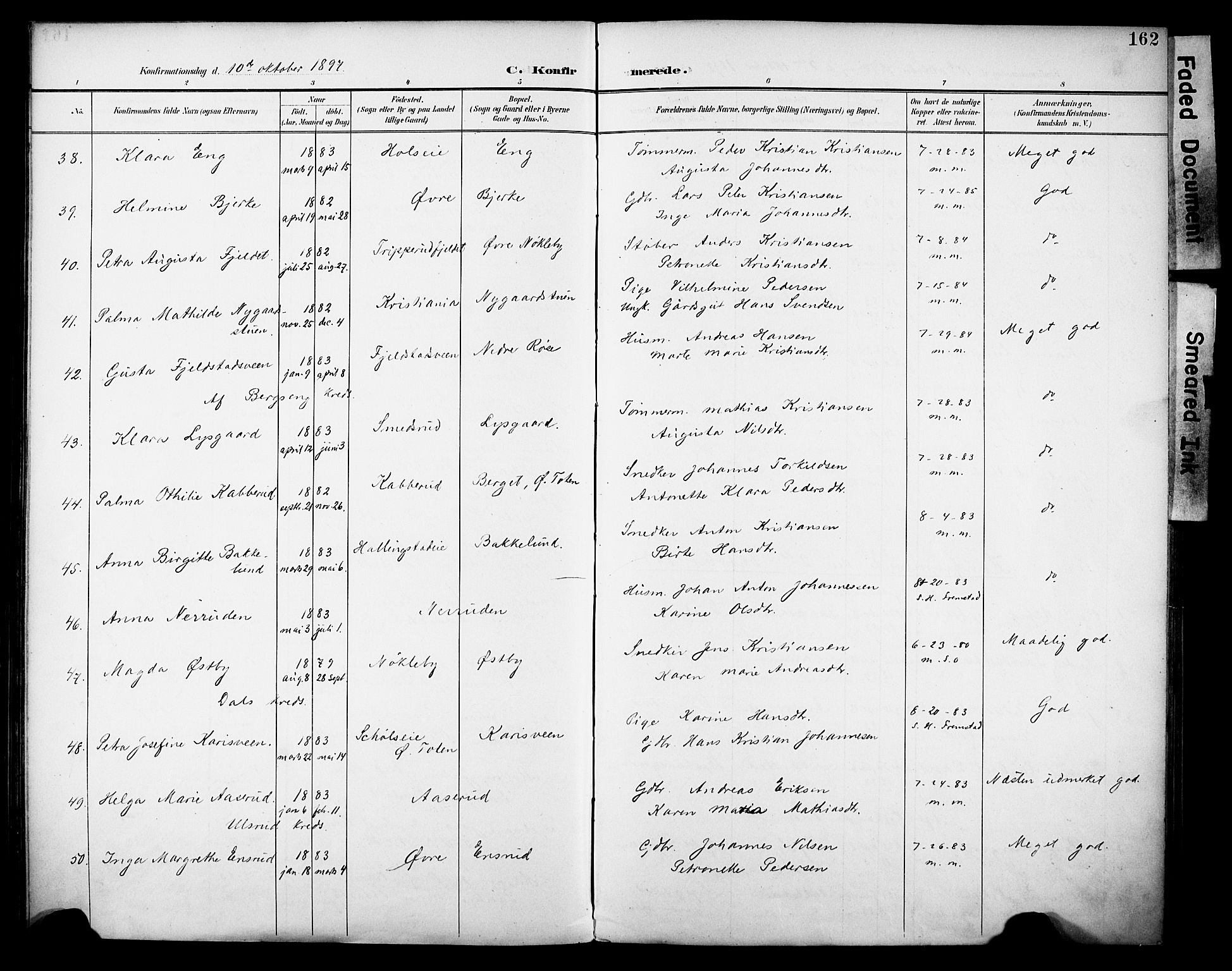 Vestre Toten prestekontor, SAH/PREST-108/H/Ha/Haa/L0013: Parish register (official) no. 13, 1895-1911, p. 162