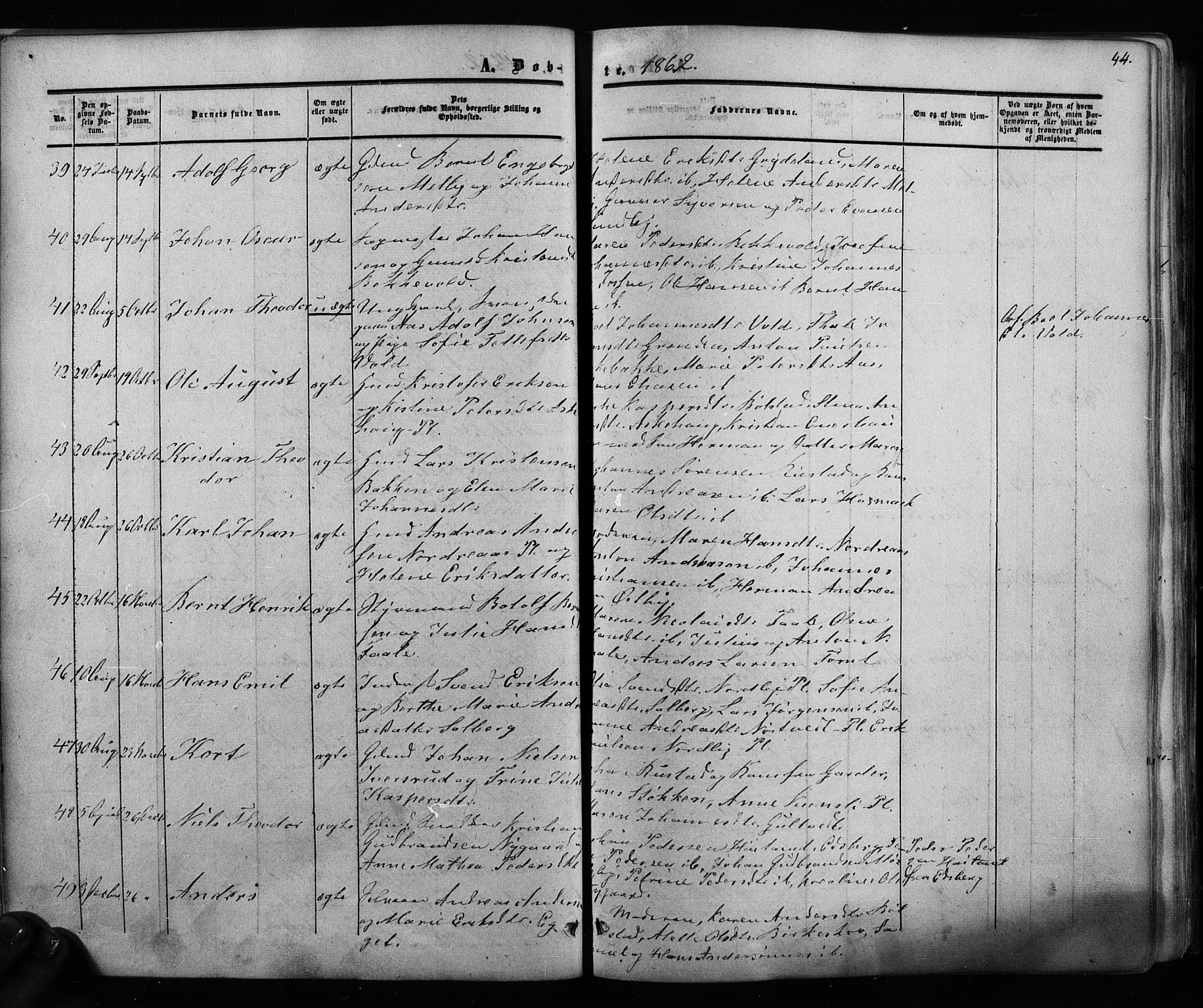 Ås prestekontor Kirkebøker, SAO/A-10894/F/Fa/L0007: Parish register (official) no. I 7, 1854-1870, p. 44