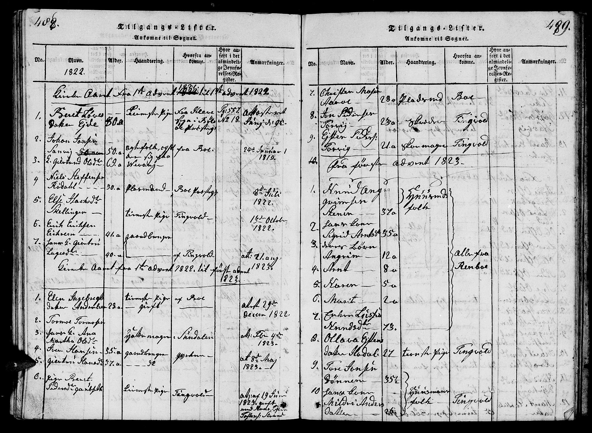 Ministerialprotokoller, klokkerbøker og fødselsregistre - Møre og Romsdal, SAT/A-1454/570/L0831: Parish register (official) no. 570A05, 1819-1829, p. 488-489